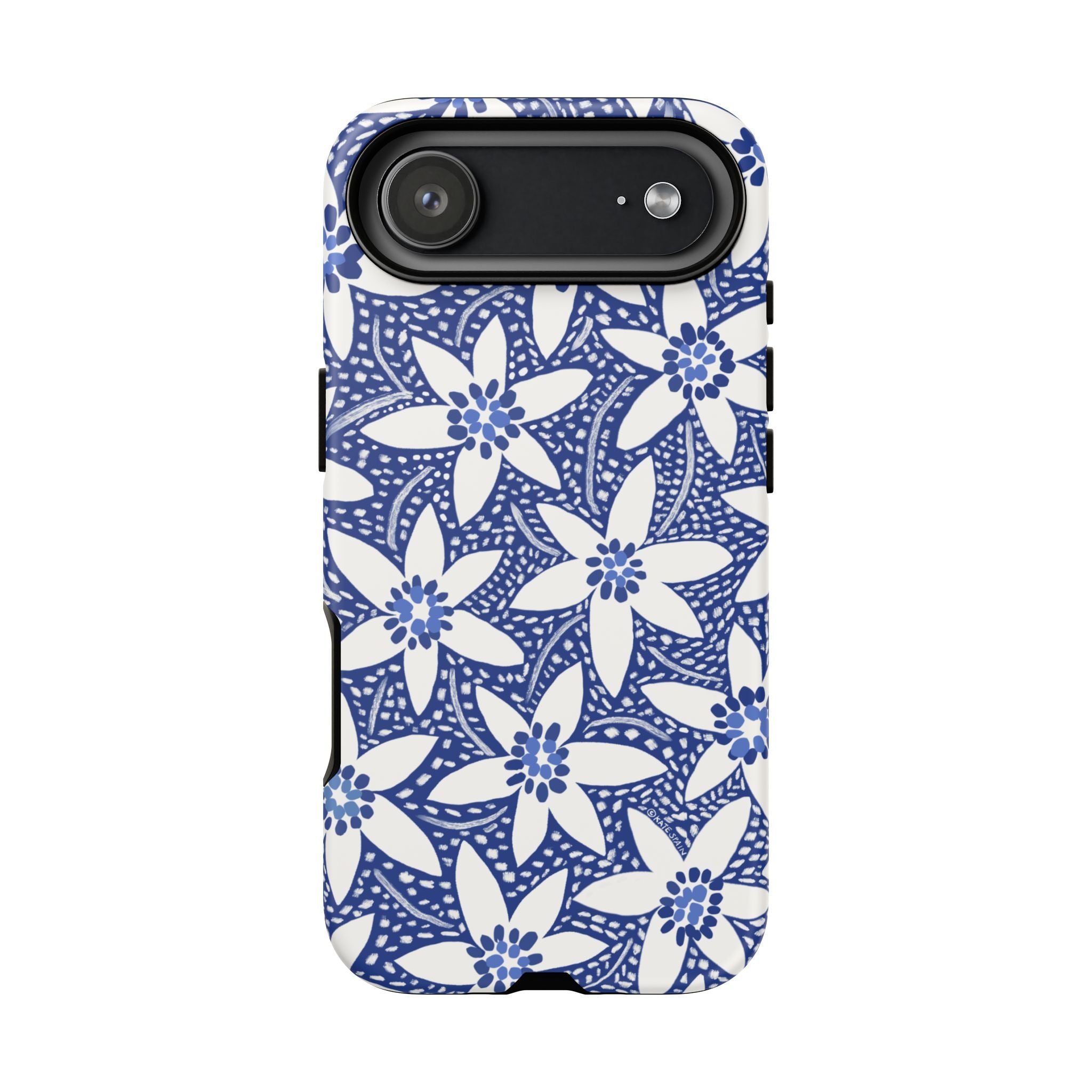 Starflower iPhone 17 Air Case – Matte | navy, white geometric starflower print