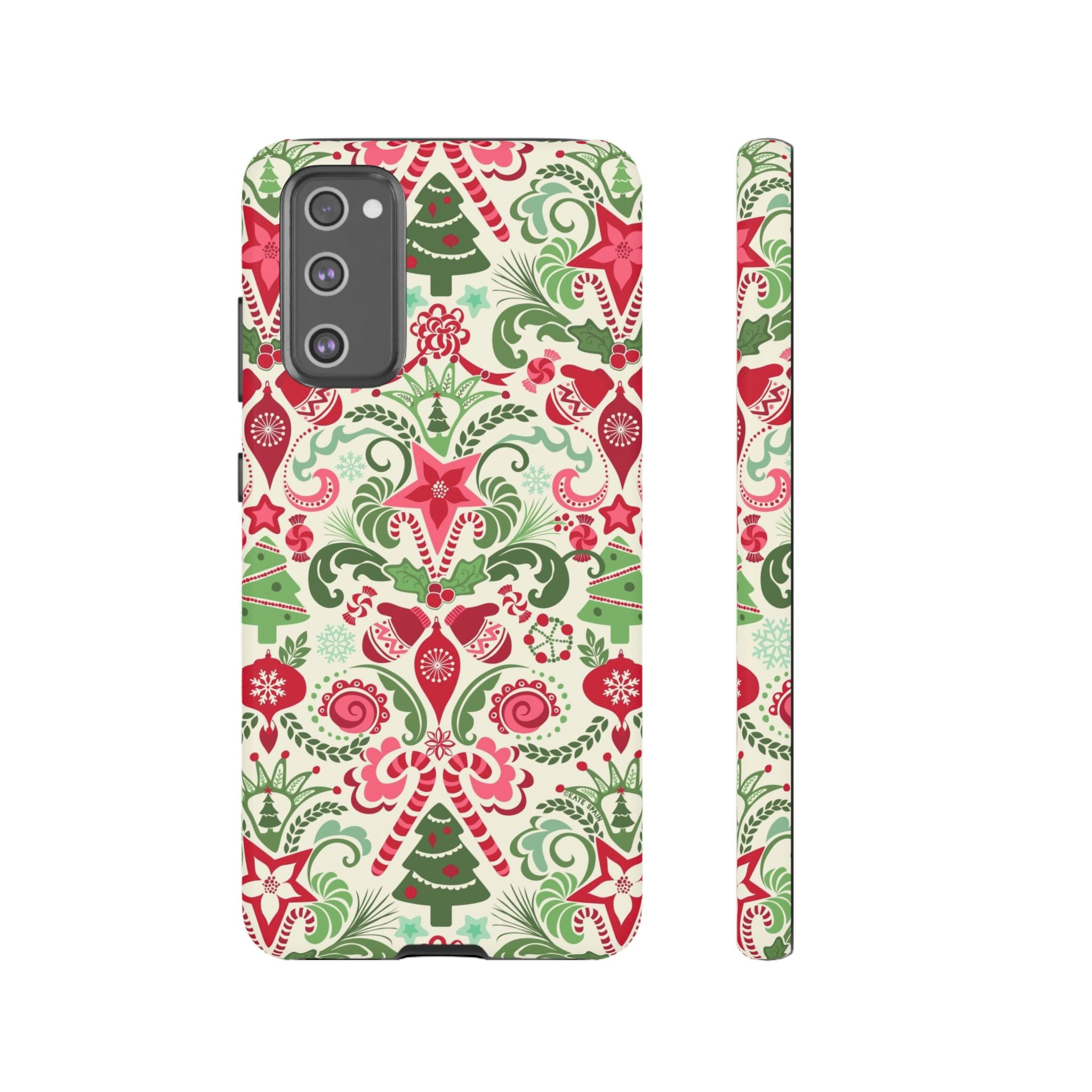 Luxury Wonderland Samsung Galaxy S20 FE Case – Matte | cream, red, green ornate damask Christmas floral print