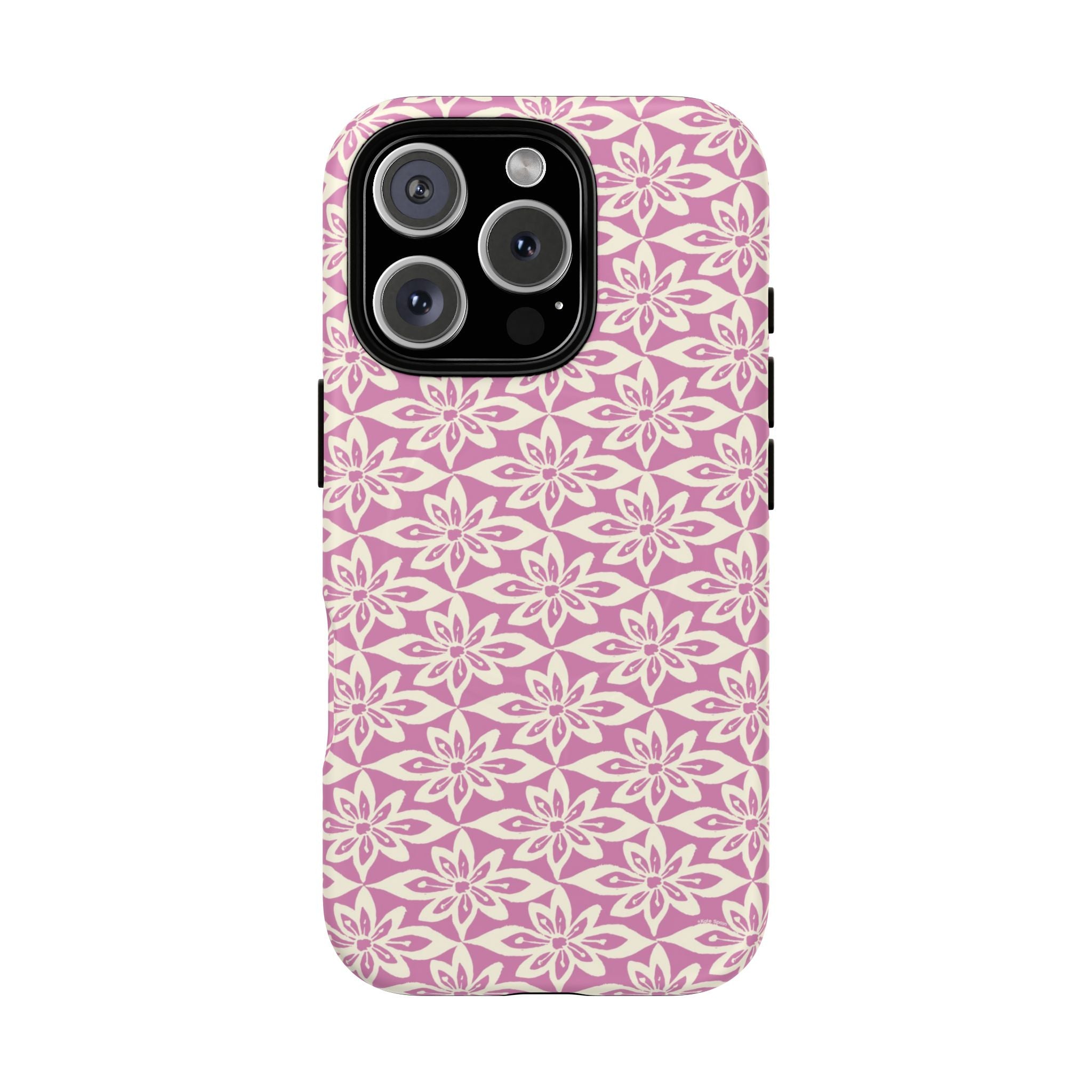 Lily Rose MagSafe iPhone 16 Pro Case – Matte | graphic white lily print on soft rose — botanical MagSafe case by Kate Spain