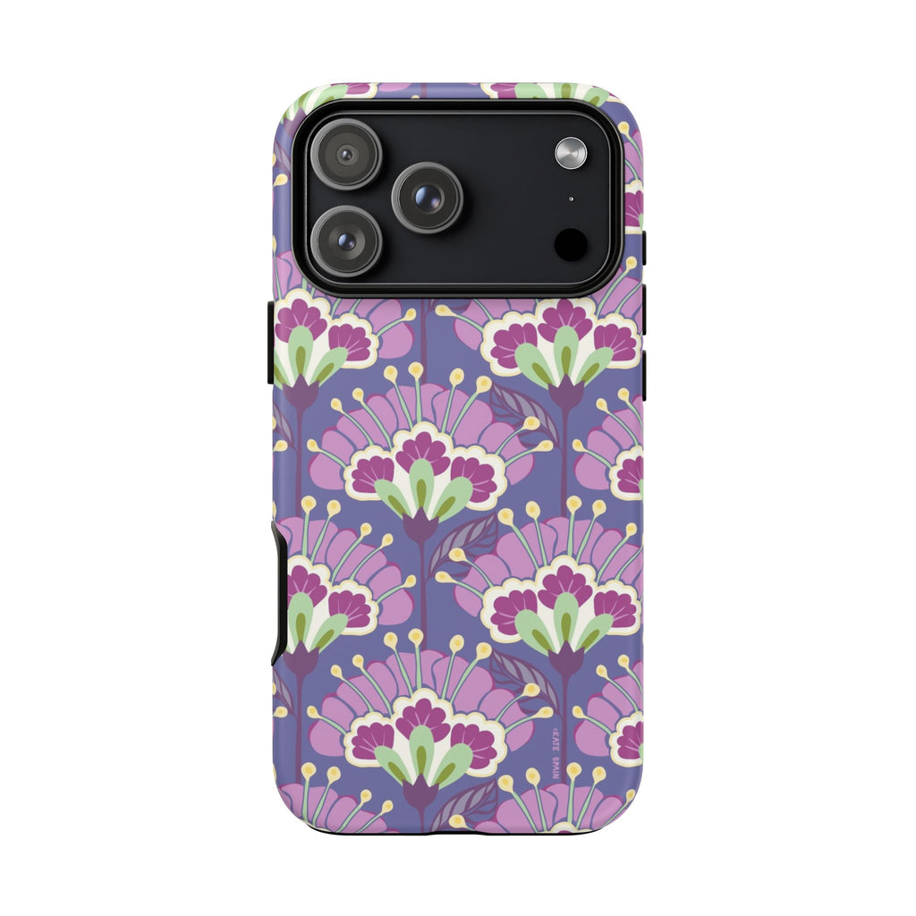 Lantern Flower Tough iPhone 17 Pro Max Case – Matte | periwinkle, purple, mauve, sage botanical lantern floral print