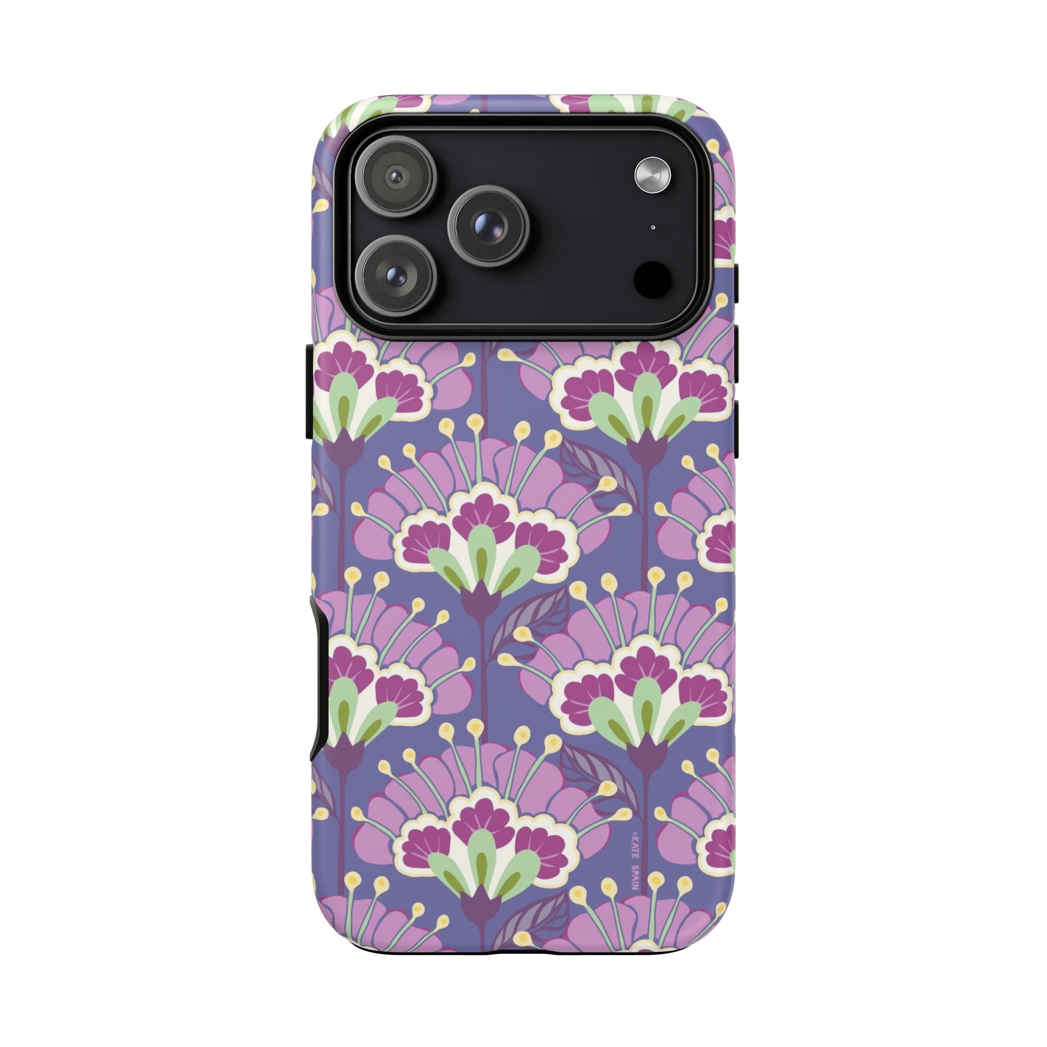Lantern Flower Tough iPhone 17 Pro Max Case – Matte | periwinkle, purple, mauve, sage botanical lantern floral print
