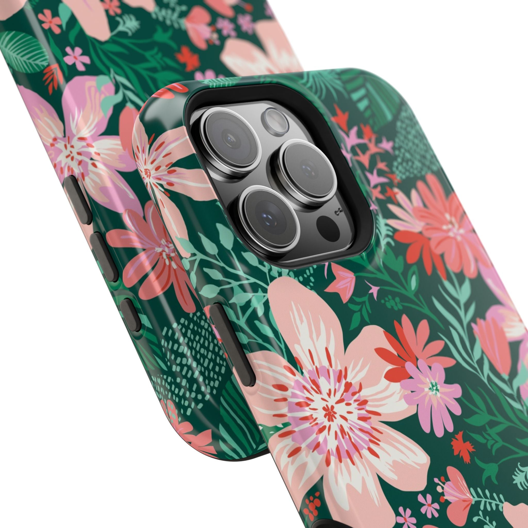 Bonaire MagSafe iPhone 16 Pro Max Case – Glossy | lifestyle angled view of button, ports, and camera cutout