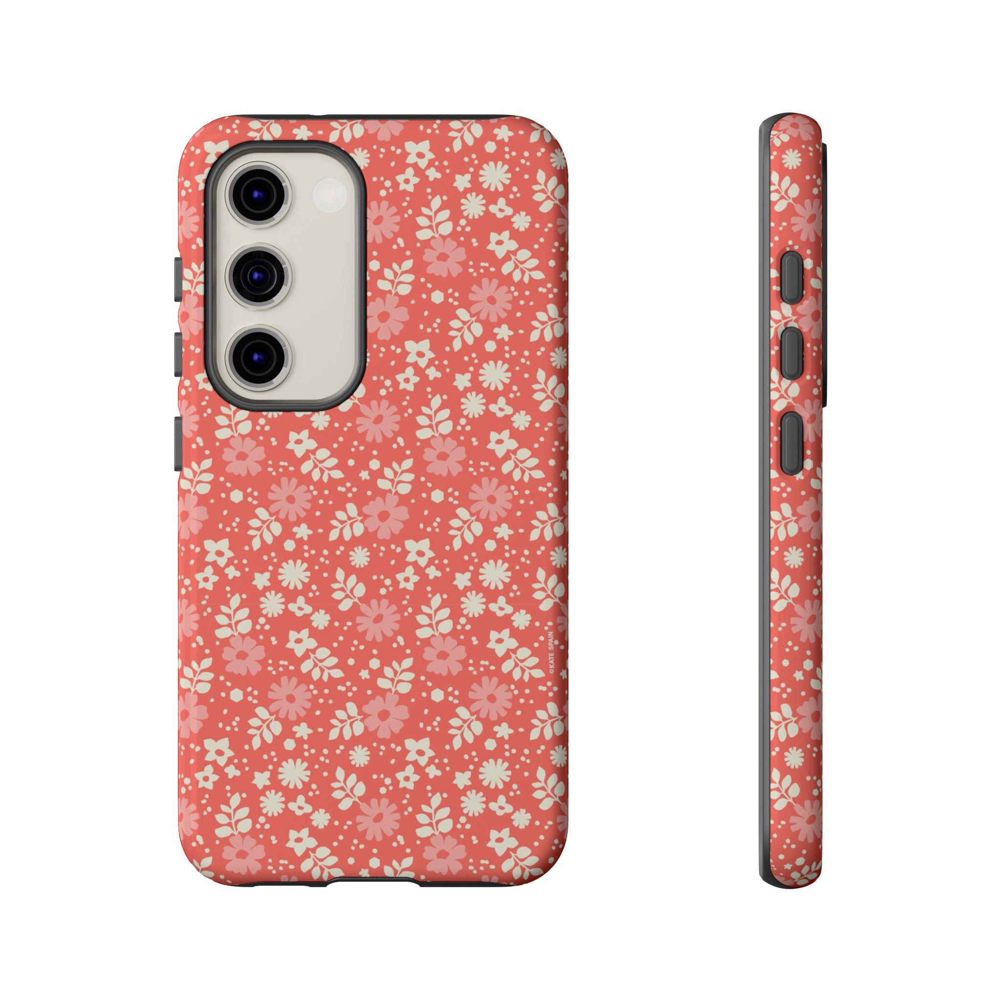 Petaline Samsung Galaxy S23 Case – Glossy | coral, cream, pink ditsy floral print