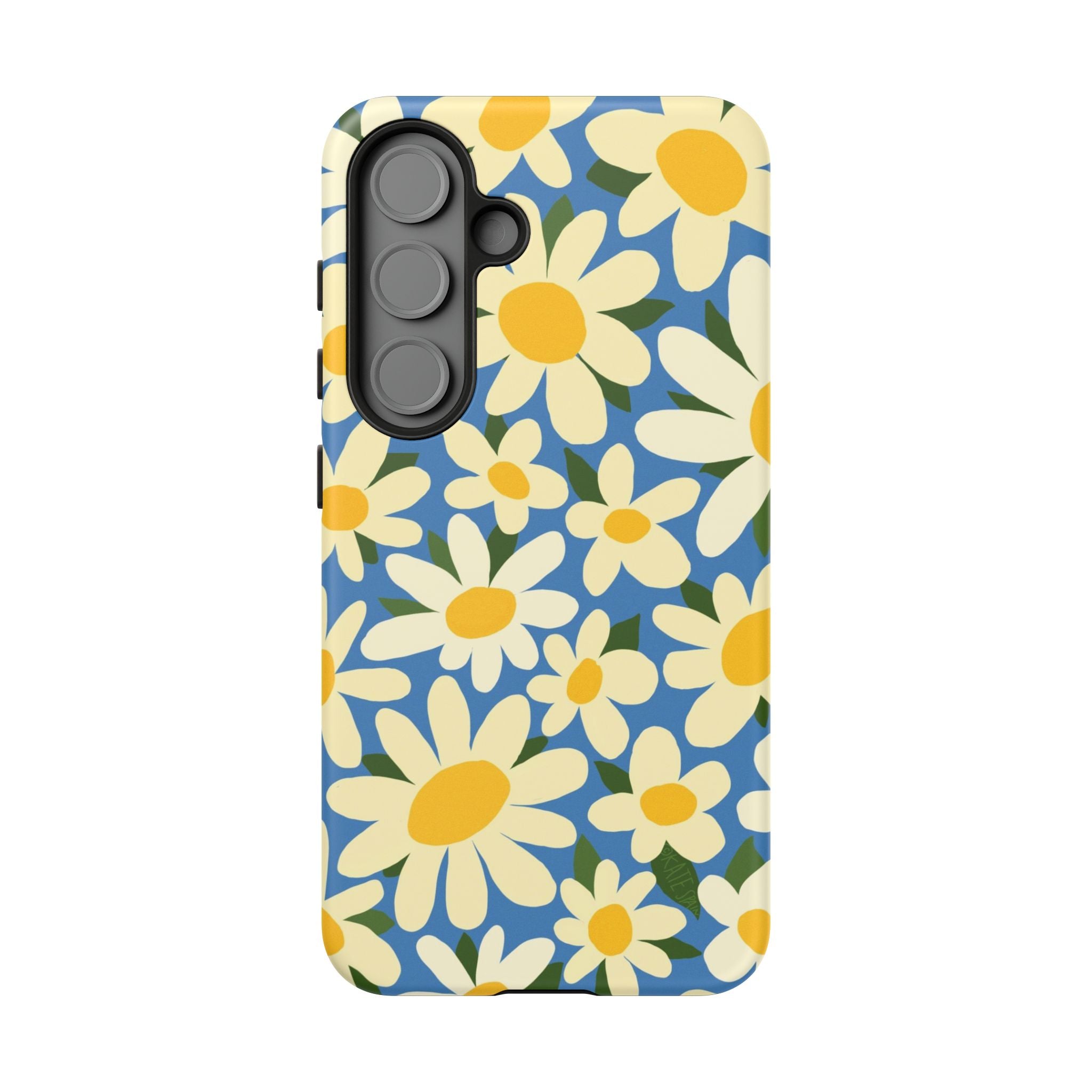 Luxury Shasta Samsung Galaxy S25 Case – Glossy | blue, yellow, white daisy floral print