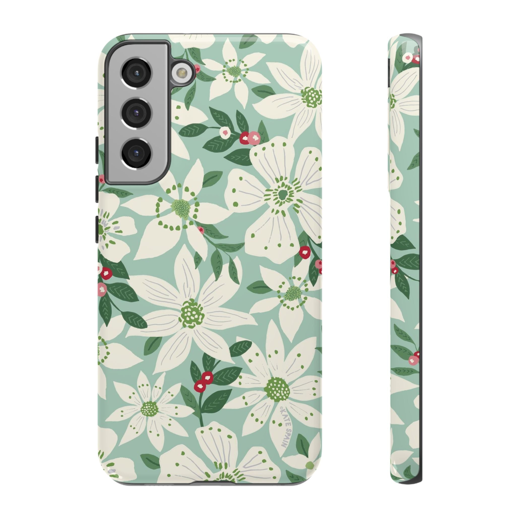 Gardenia Samsung Galaxy S22 Plus Case – Glossy | white, cream, green gardenia botanical print