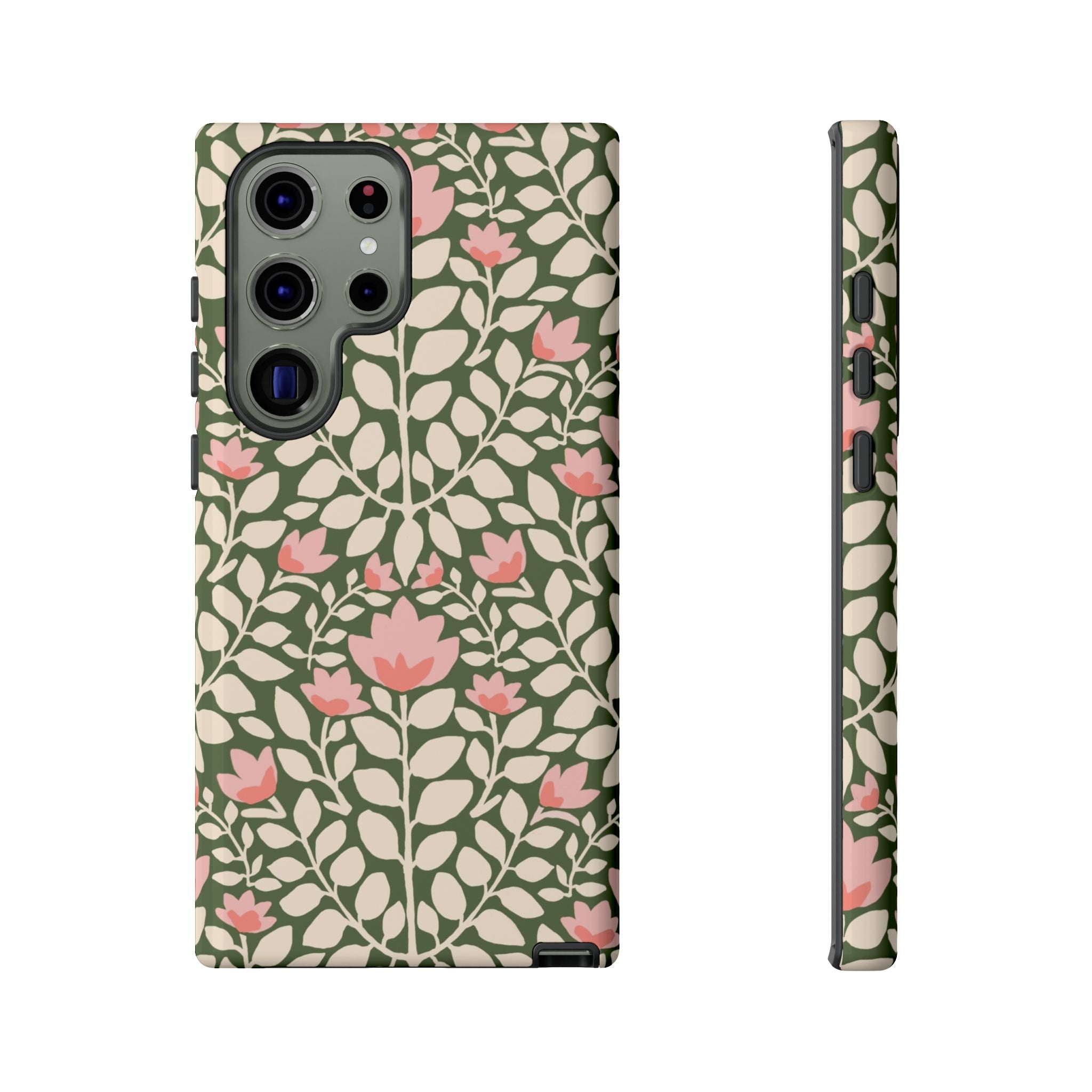 Wild Vines Samsung Galaxy S23 Ultra Case – Glossy | green, cream, blush botanical vine floral print