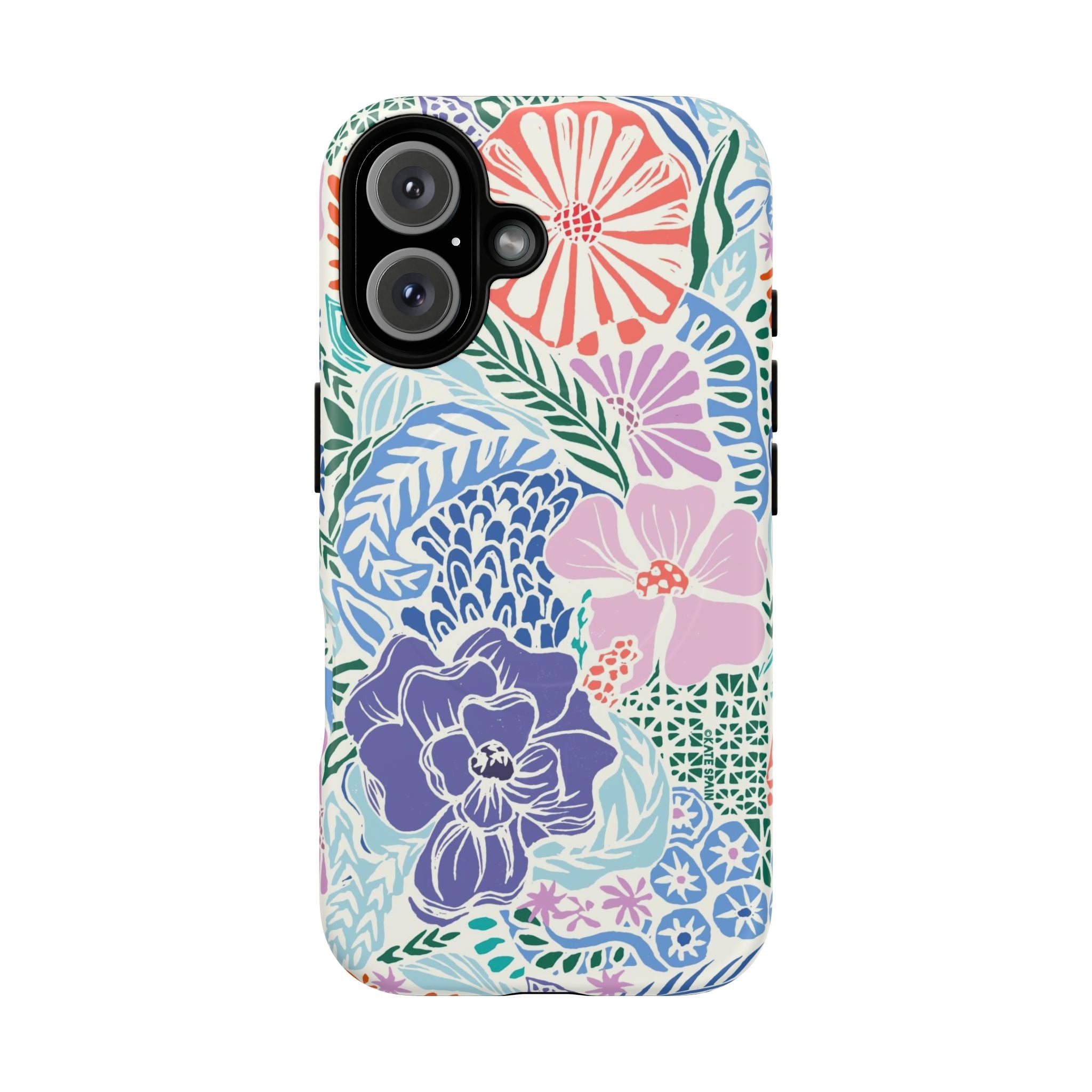 Tropica MagSafe iPhone 16 Case – Matte | purple, coral, pink, blue botanical tropical floral print