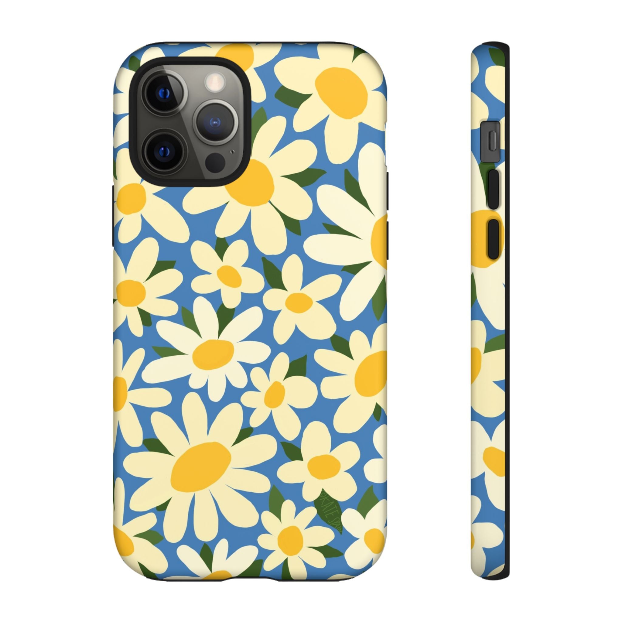 Shasta Daisy Tough iPhone 12 Pro Case – Matte | blue, cream, yellow daisy floral print