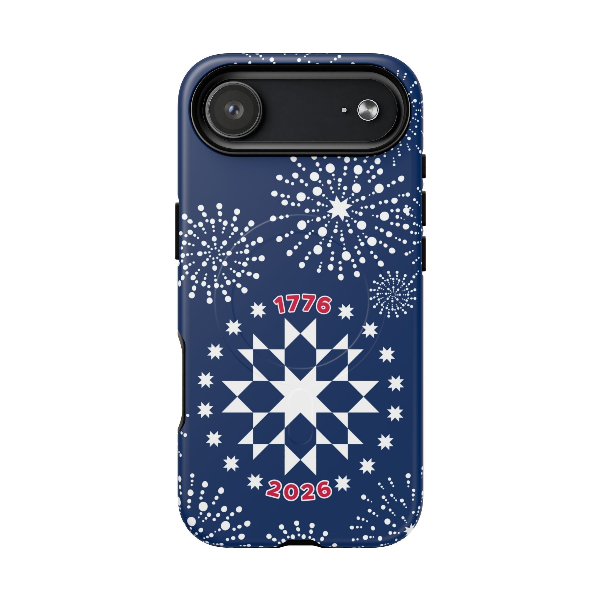 250th Fireworks MagSafe iPhone 17 Air Case – Matte | navy, white patriotic star quilt fireworks print