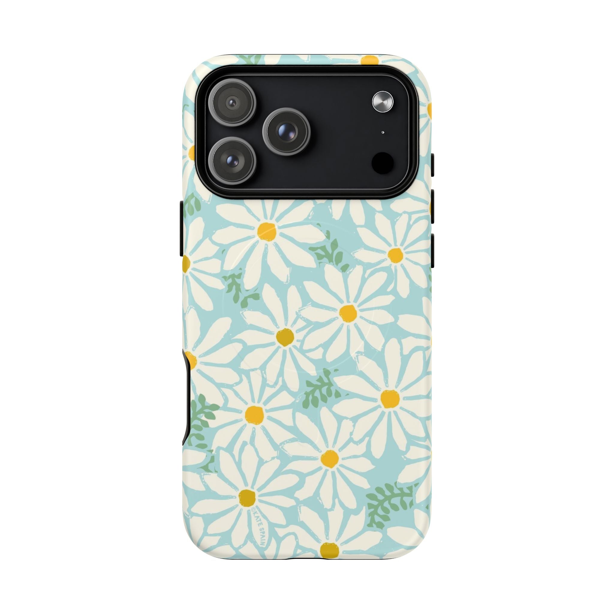 Daisies MagSafe iPhone 17 Pro Max Case – Matte | mint, white, yellow botanical daisy floral print