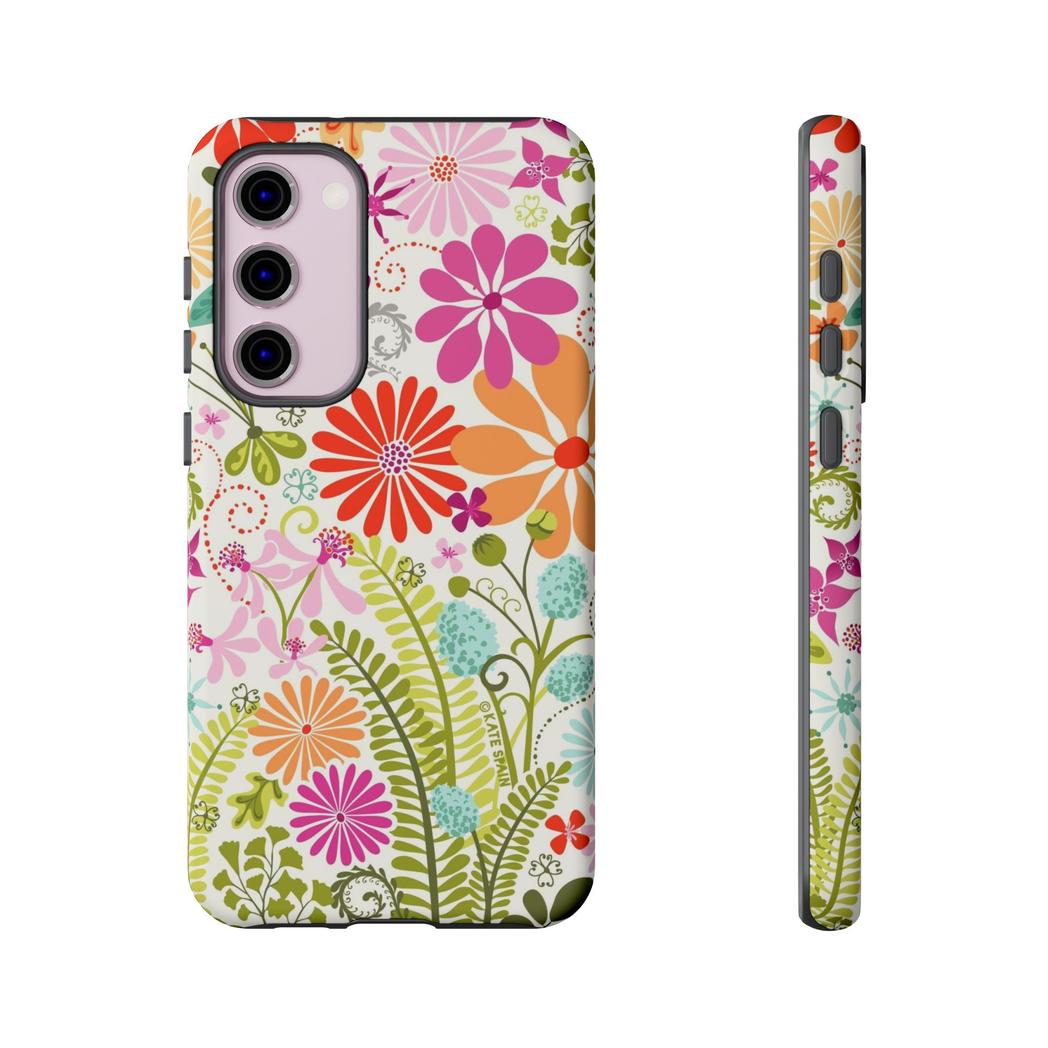 Luxury Terrain Samsung Galaxy S23 Plus Case – Matte | white, magenta, coral botanical woodland floral print