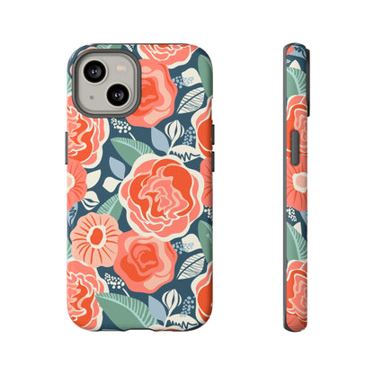 Tea Rose Navy iPhone Tough Case