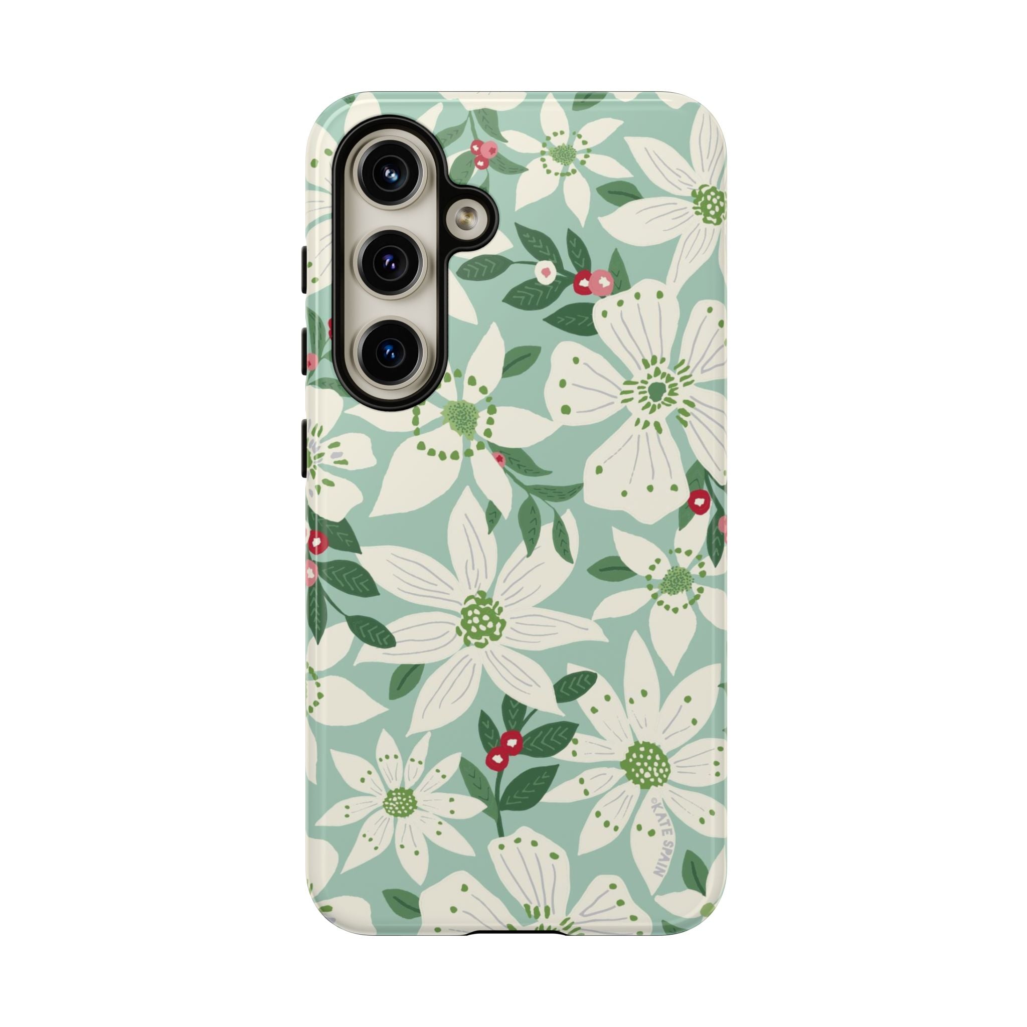 Gardenia Samsung Galaxy S24 Case – Glossy | white, cream, green gardenia botanical print