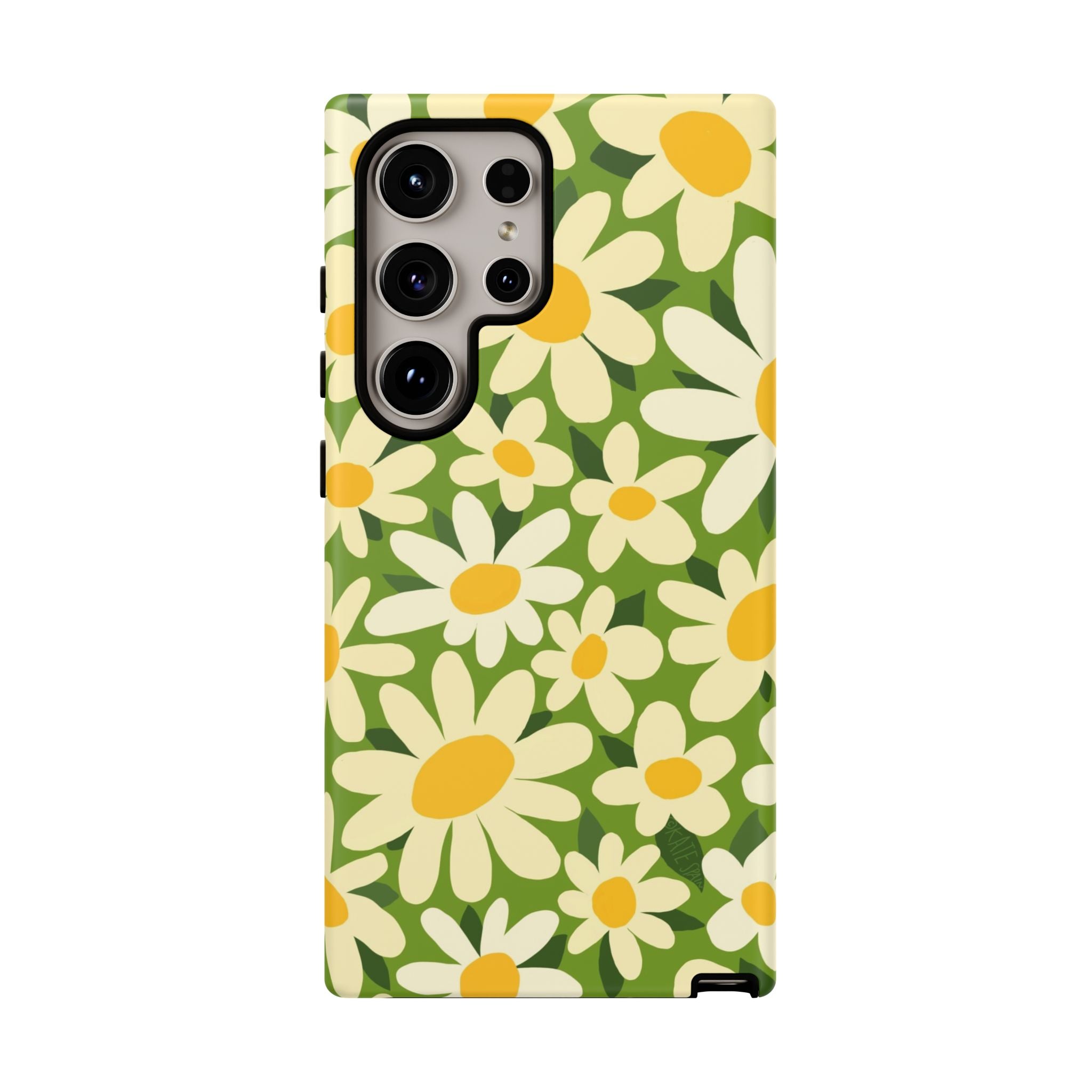 Luxury Shasta Samsung Galaxy S24 Ultra Case – Glossy | green, white, yellow daisy floral print