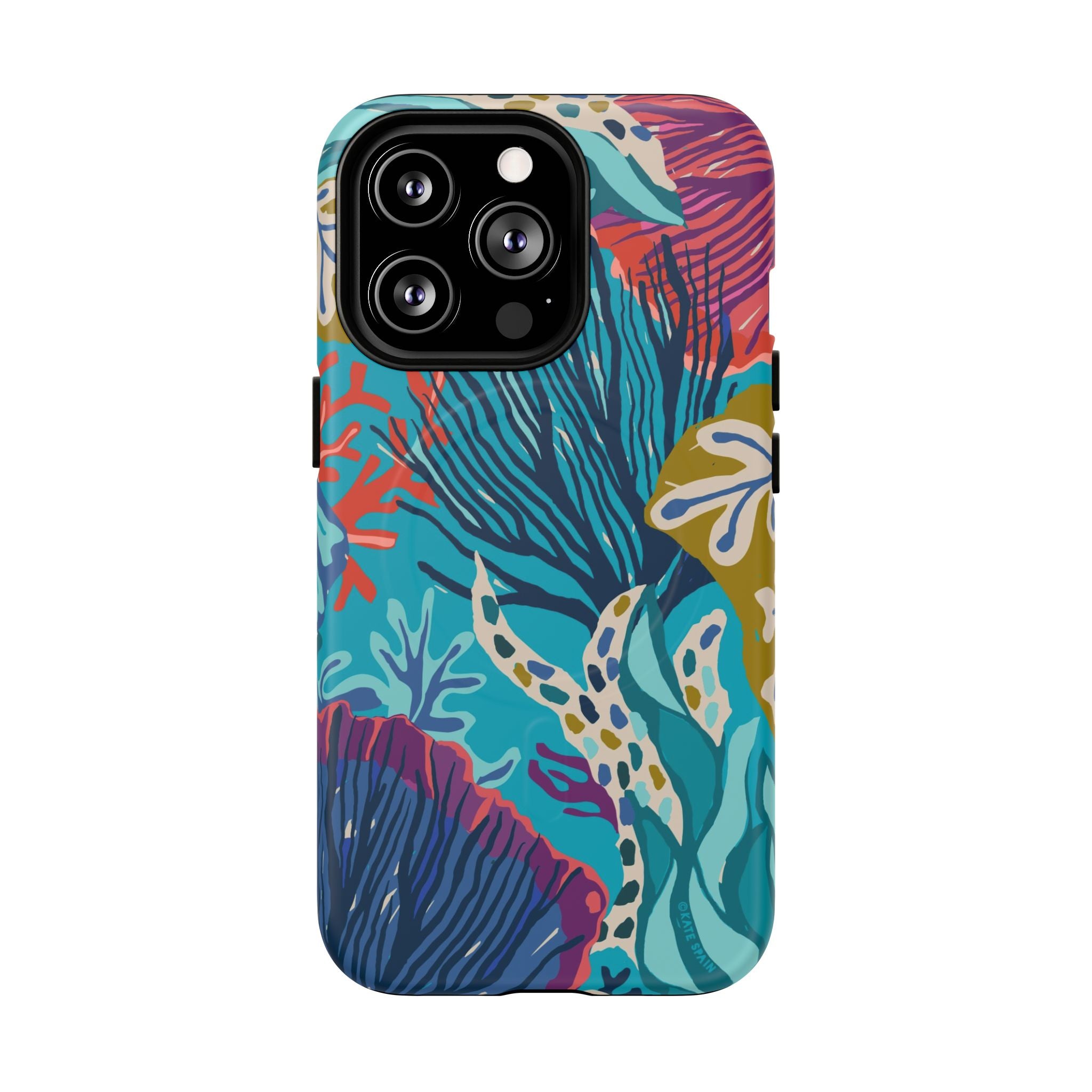 Reef MagSafe iPhone 13 Pro Case – Matte | teal, coral, navy, purple botanical coral reef print
