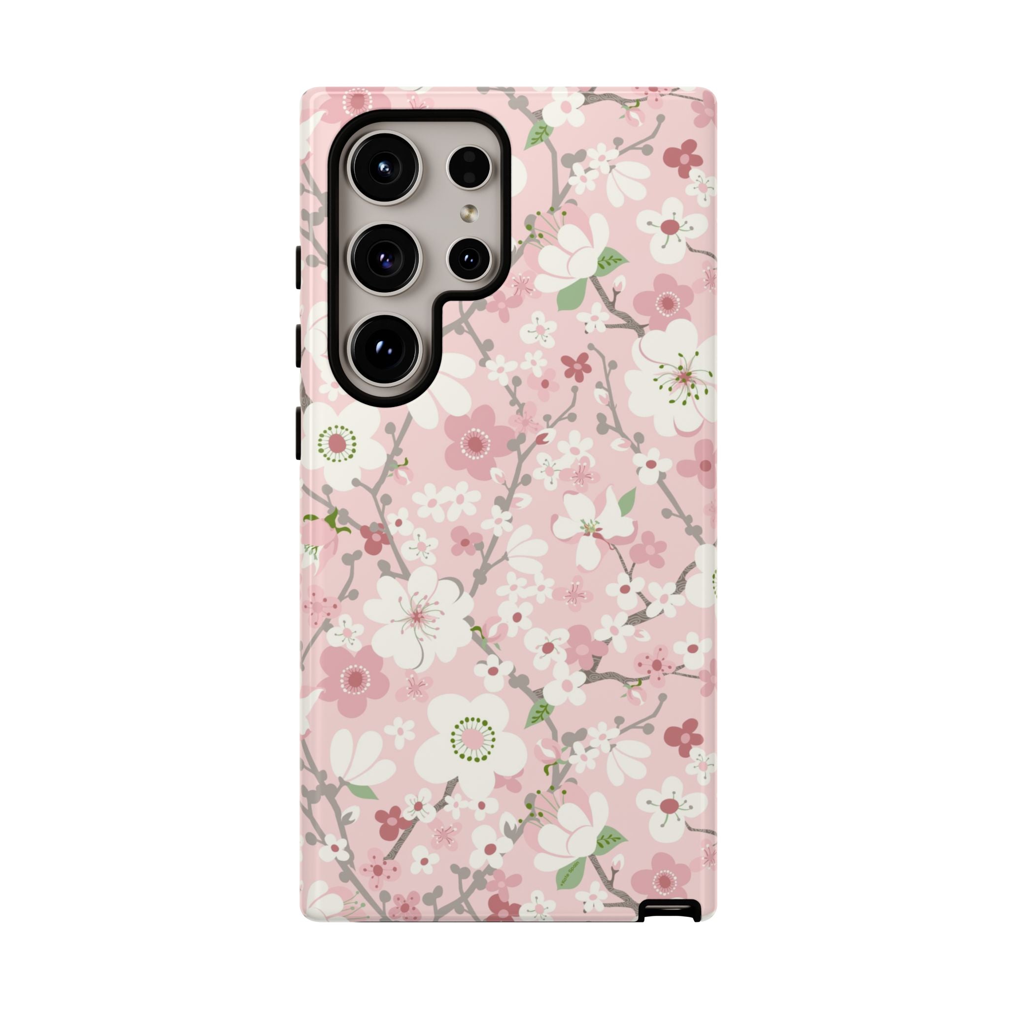 Luxury Pink Cherry Blossom Samsung Galaxy S24 Ultra Case – Glossy |pink, white, cherry blossom floral print