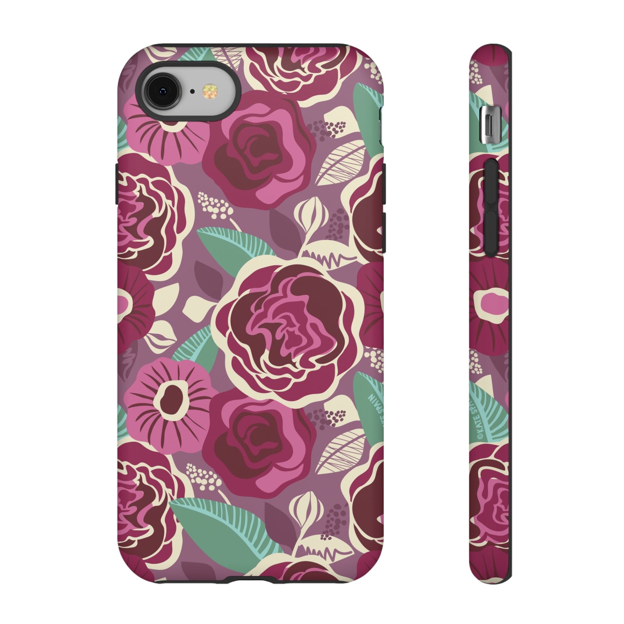 Tea Rose Burgundy Tough iPhone 8 Case – Matte | burgundy, magenta, plum botanical rose floral print