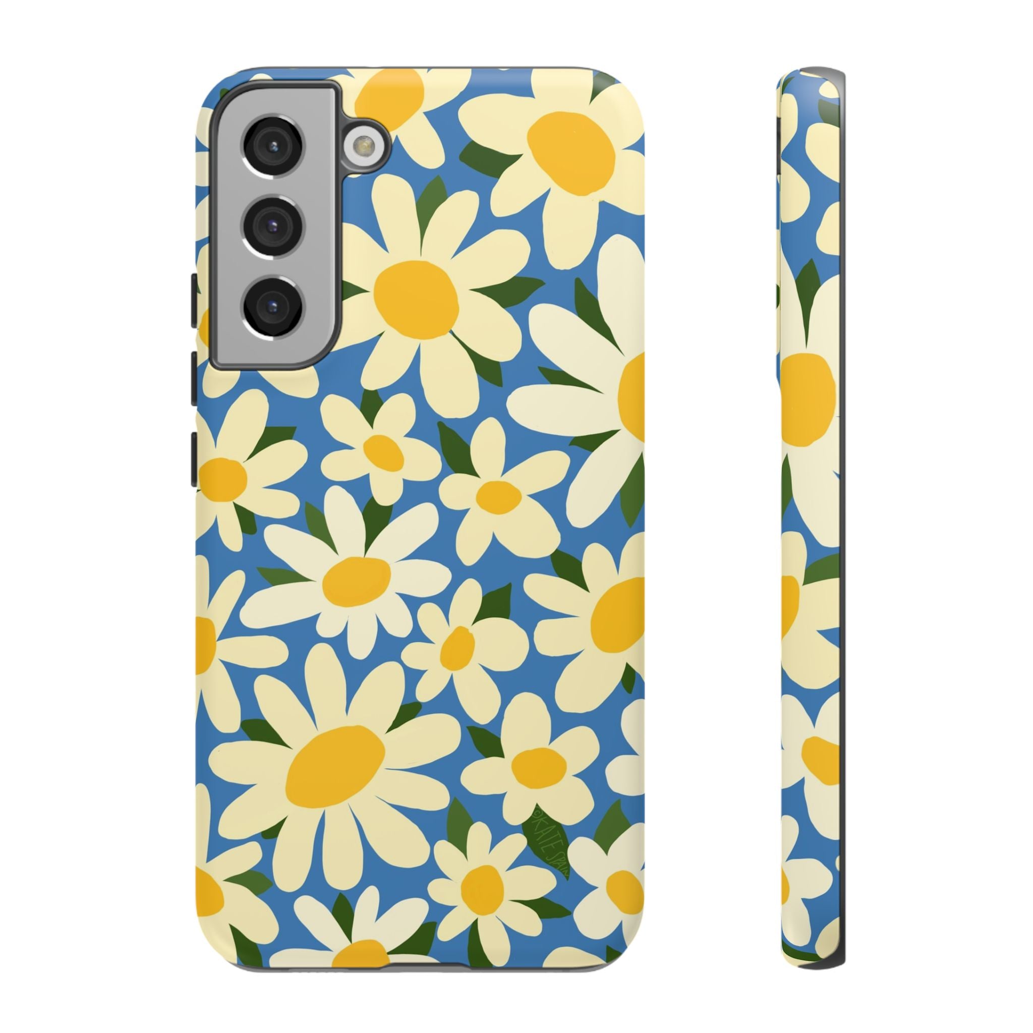 Luxury Shasta Samsung Galaxy S22 Plus Case – Matte | blue, yellow, white daisy floral print