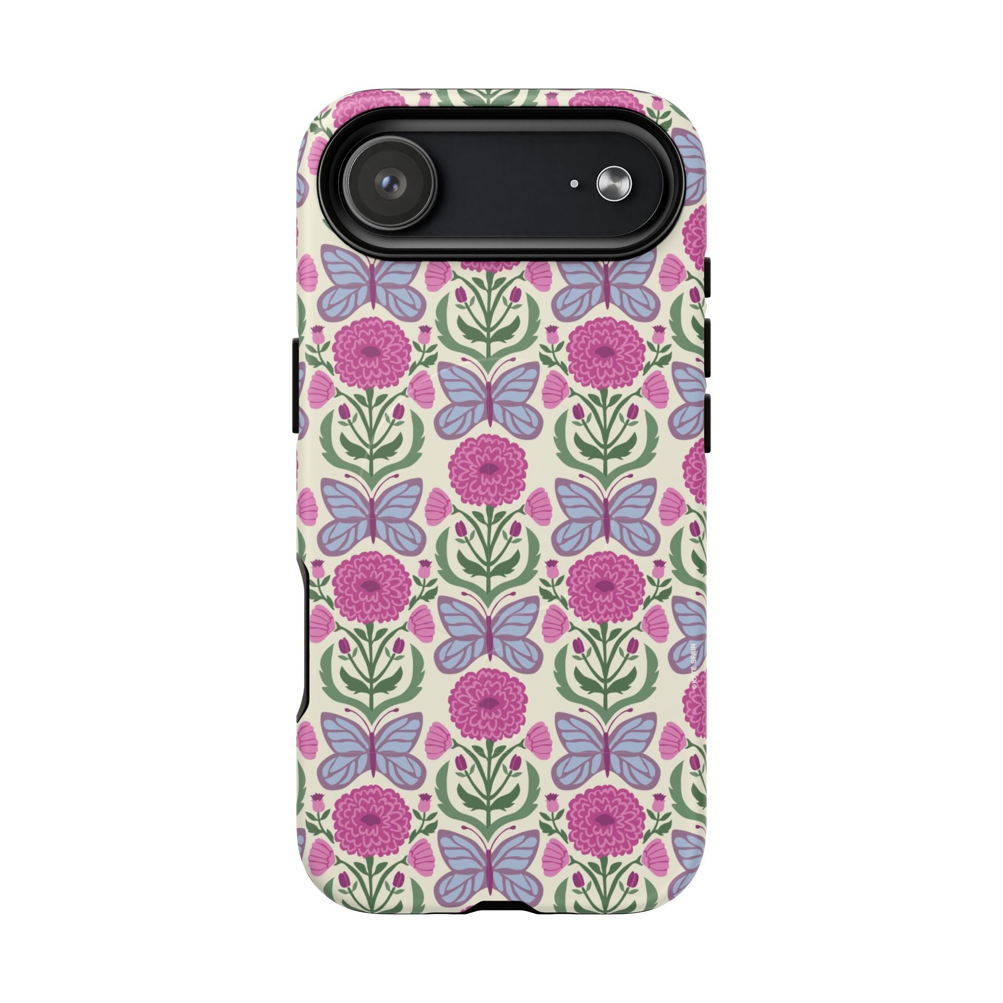 Butterfly MagSafe iPhone 17 Air Case – Matte | cream, magenta, periwinkle butterfly floral print
