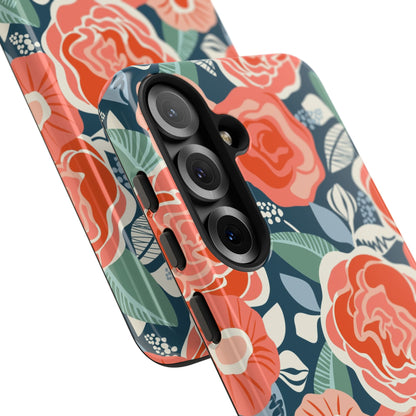 Tea Rose Navy Samsung Galaxy Tough Case