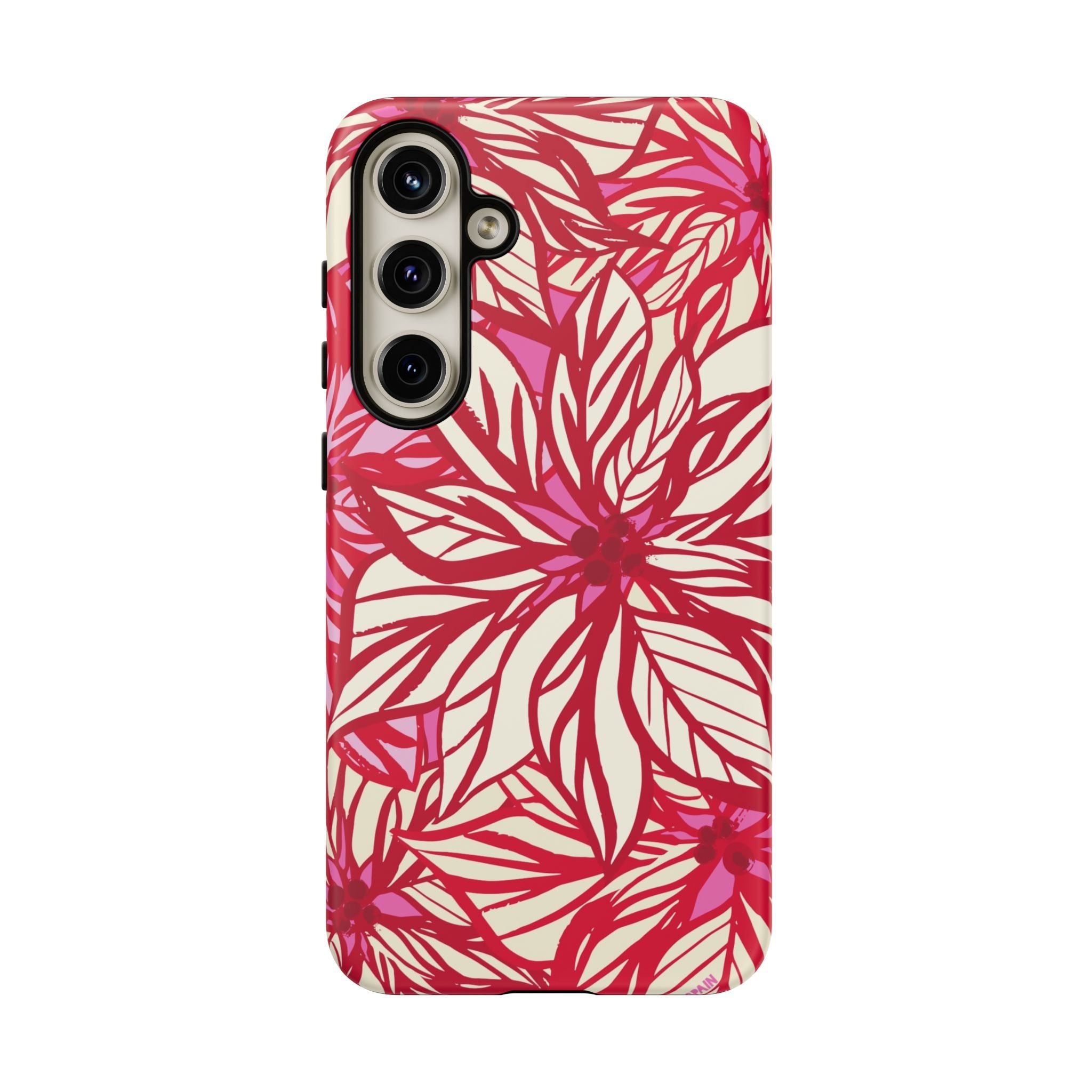 Poinsettia Samsung Galaxy S24 Plus Case – Matte | cream, red, pink poinsettia botanical print