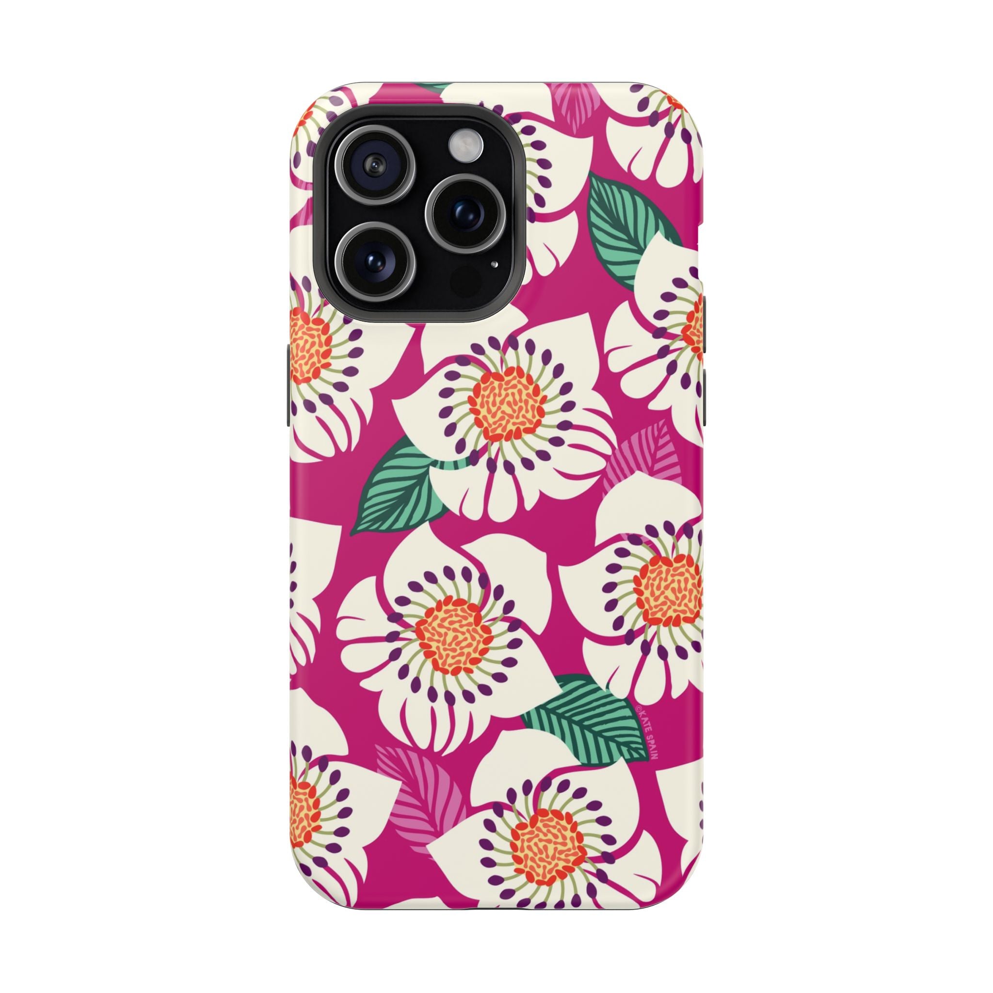 Panache Rose MagSafe iPhone 15 Pro Max Case – Matte | berry, cream white, peach anemone floral print