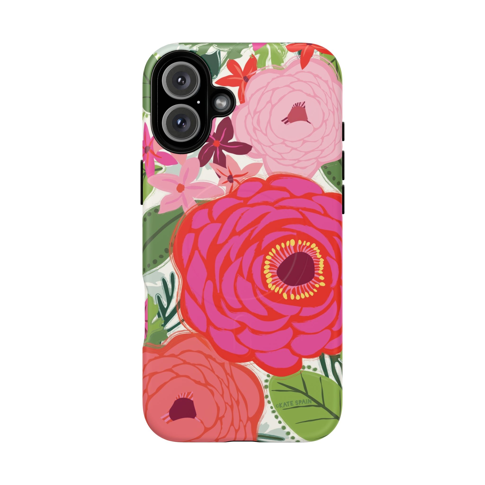 Bloomerie Fuchsia MagSafe iPhone 16 Plus Case – Matte | cream, magenta, coral botanical peony floral print