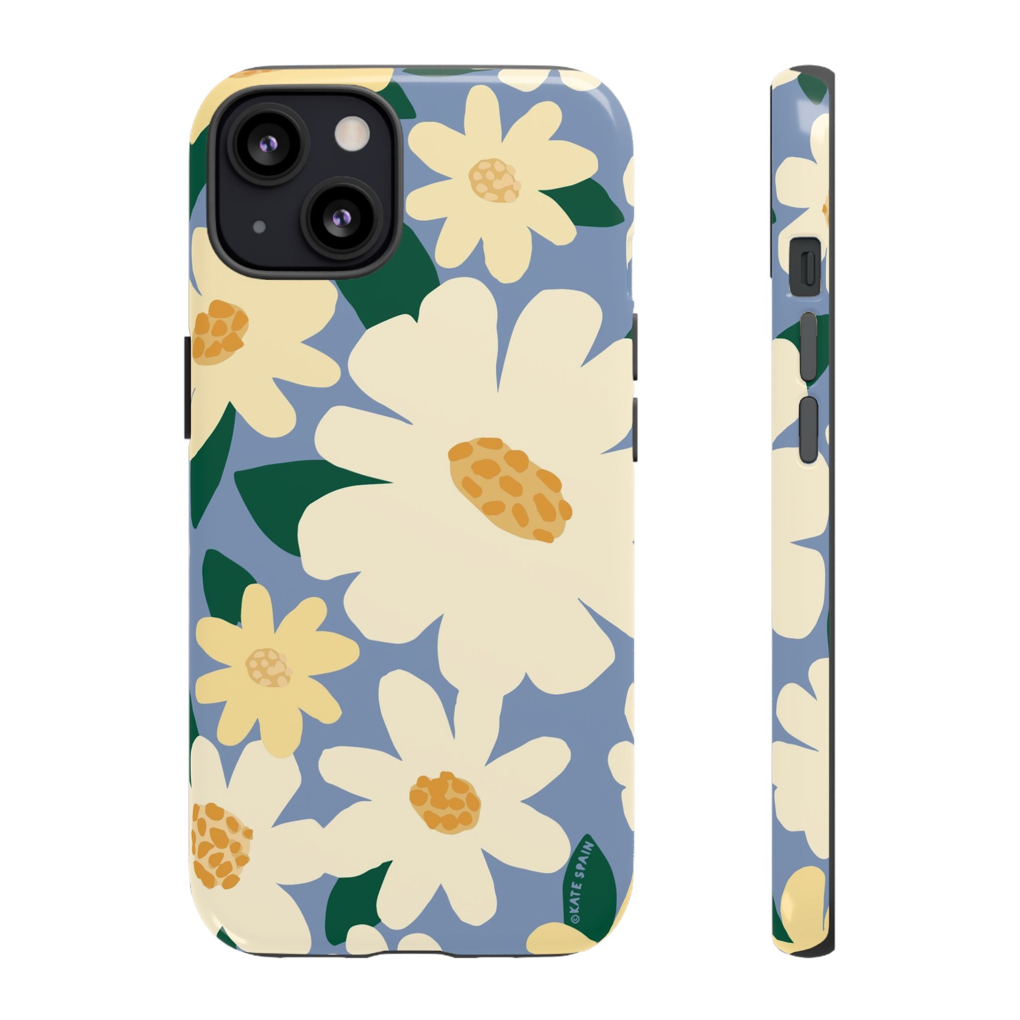 Chamomile Tough iPhone 13 Case – Matte | periwinkle, cream, yellow botanical daisy floral print