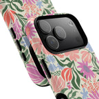 Botanica Pastel MagSafe iPhone 17 Pro Max Case – Glossy | angled view closeup of camera cutout and buttons