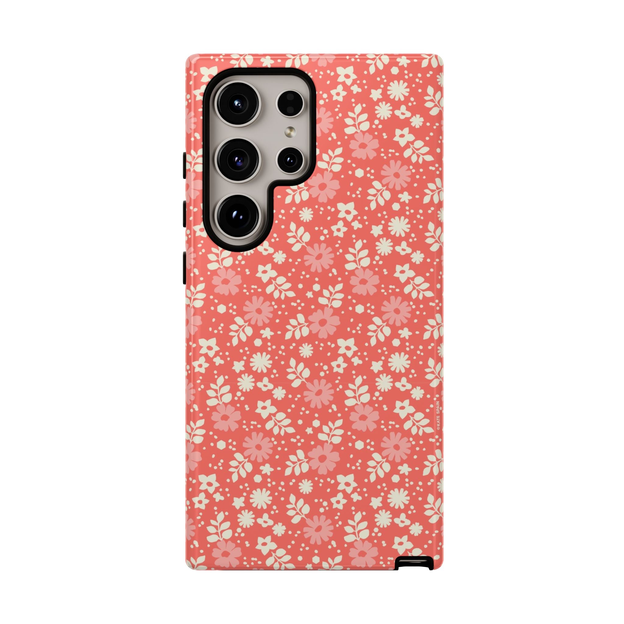 Petaline Samsung Galaxy S24 Ultra Case – Glossy | coral, cream, pink ditsy floral print