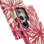 Poinsettia Samsung Galaxy S24 Ultra Case – detail of 5 lens camera | cream, red, pink poinsettia botanical print