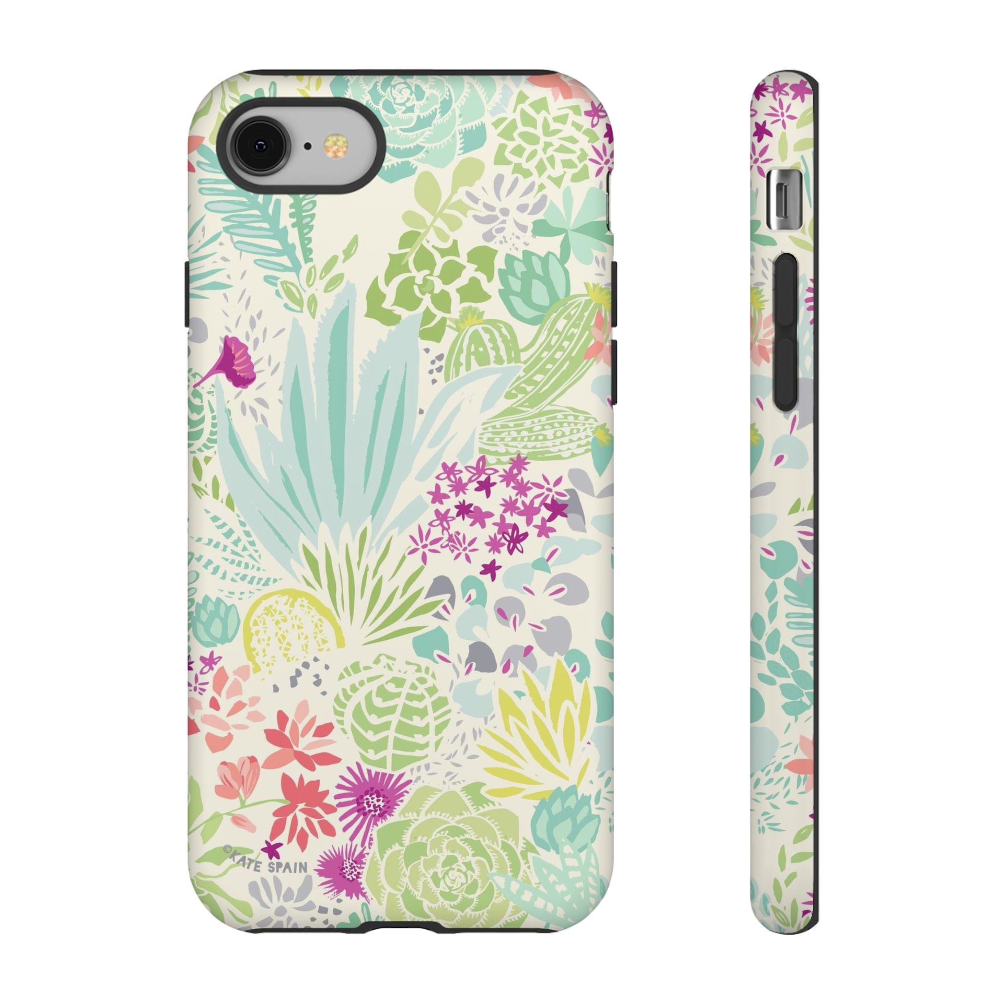 Canyon Tough iPhone 8 Case – Matte | cream, sage, aqua, mauve, fuschia botanical succulent print