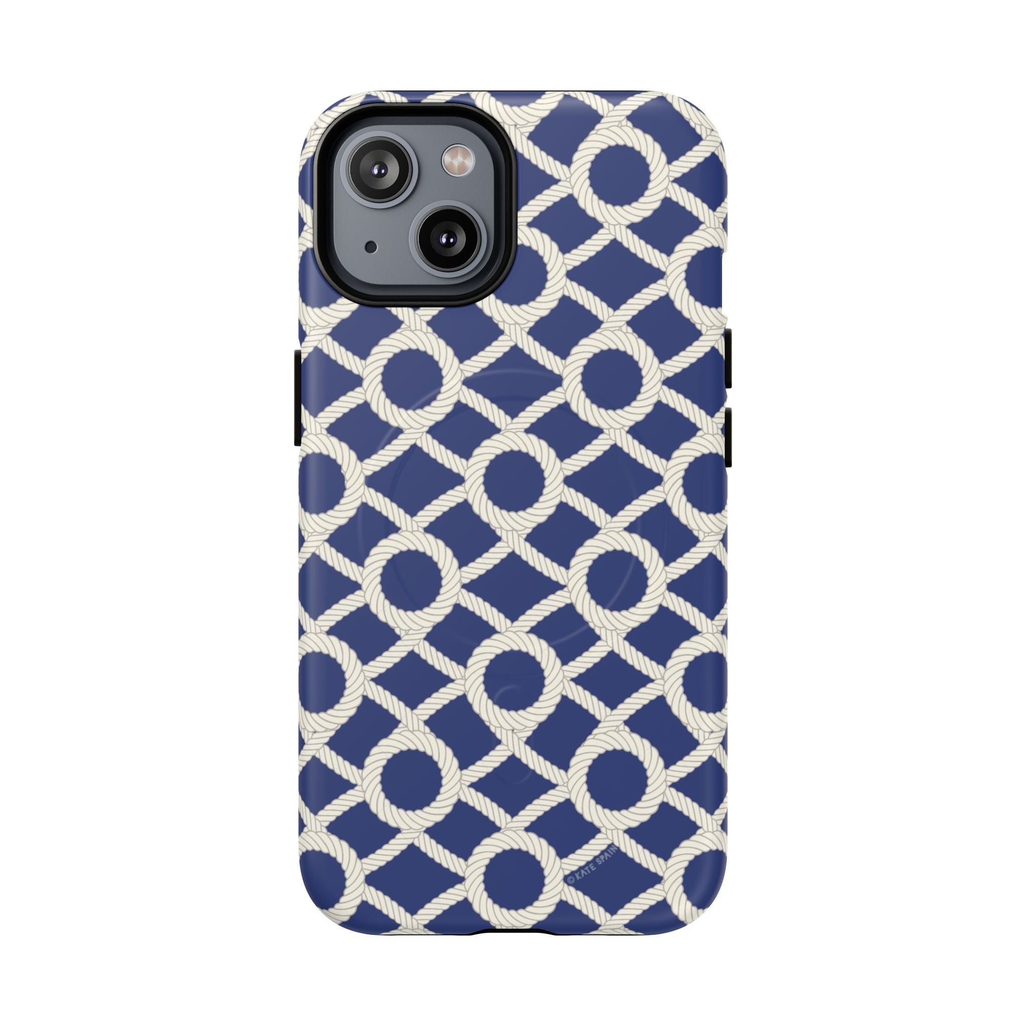 Sailor's Knot MagSafe iPhone 14 Case – Matte | cream, navy nautical print