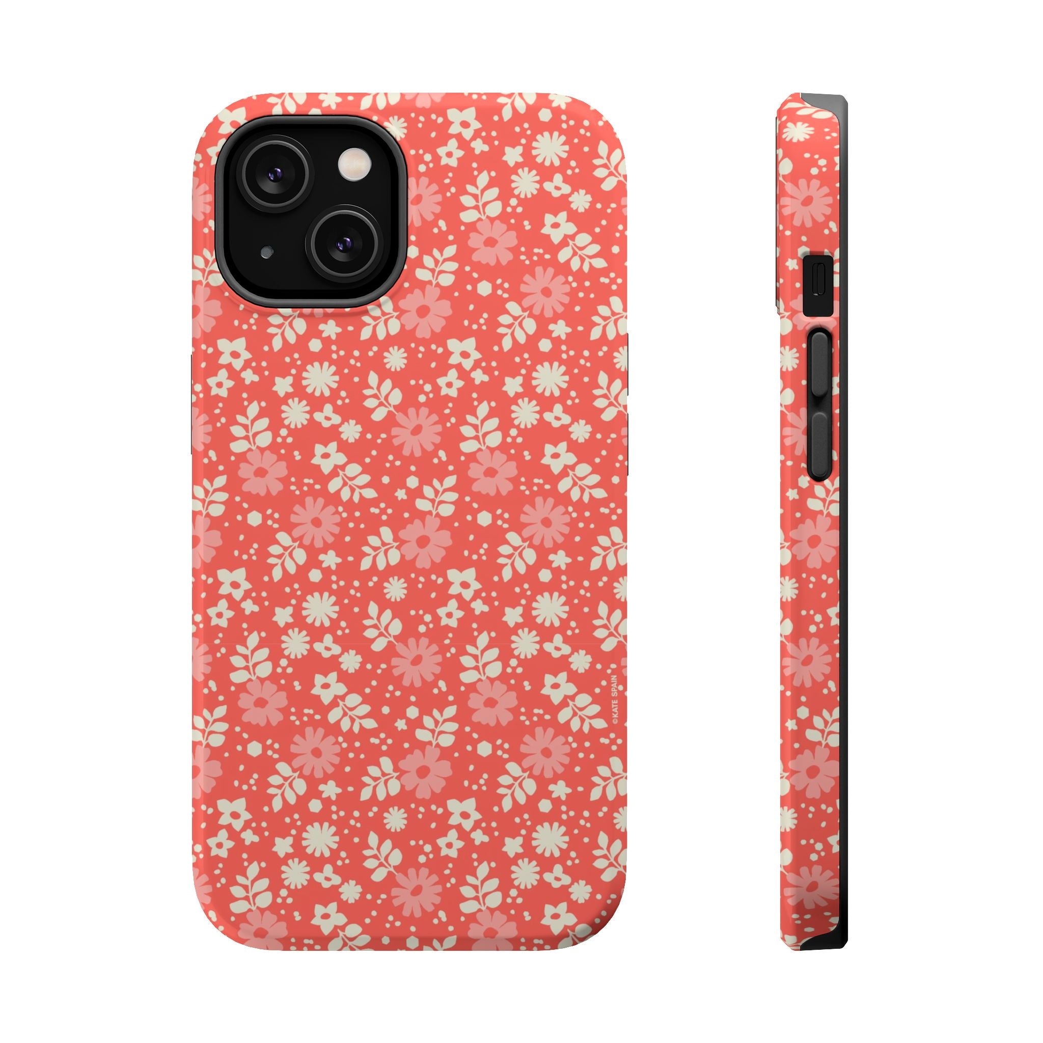 Petaline MagSafe iPhone 14 Case – Matte | coral, cream, blush dainty ditsy daisy floral print