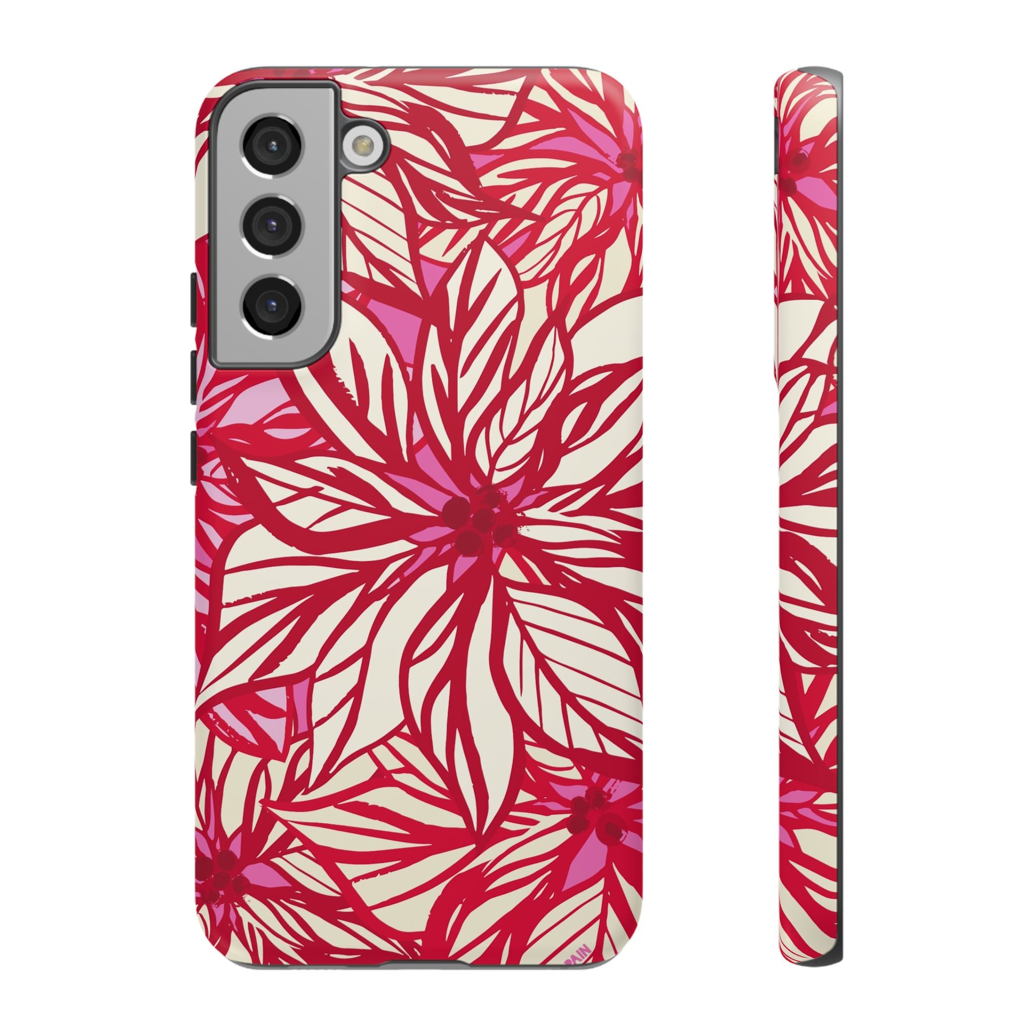Poinsettia Samsung Galaxy S22 Plus Case – Matte | cream, red, pink poinsettia botanical print