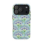 Lantern Flower MagSafe iPhone 17 Pro Case – Matte | aqua, periwinkle, green botanical lantern floral print