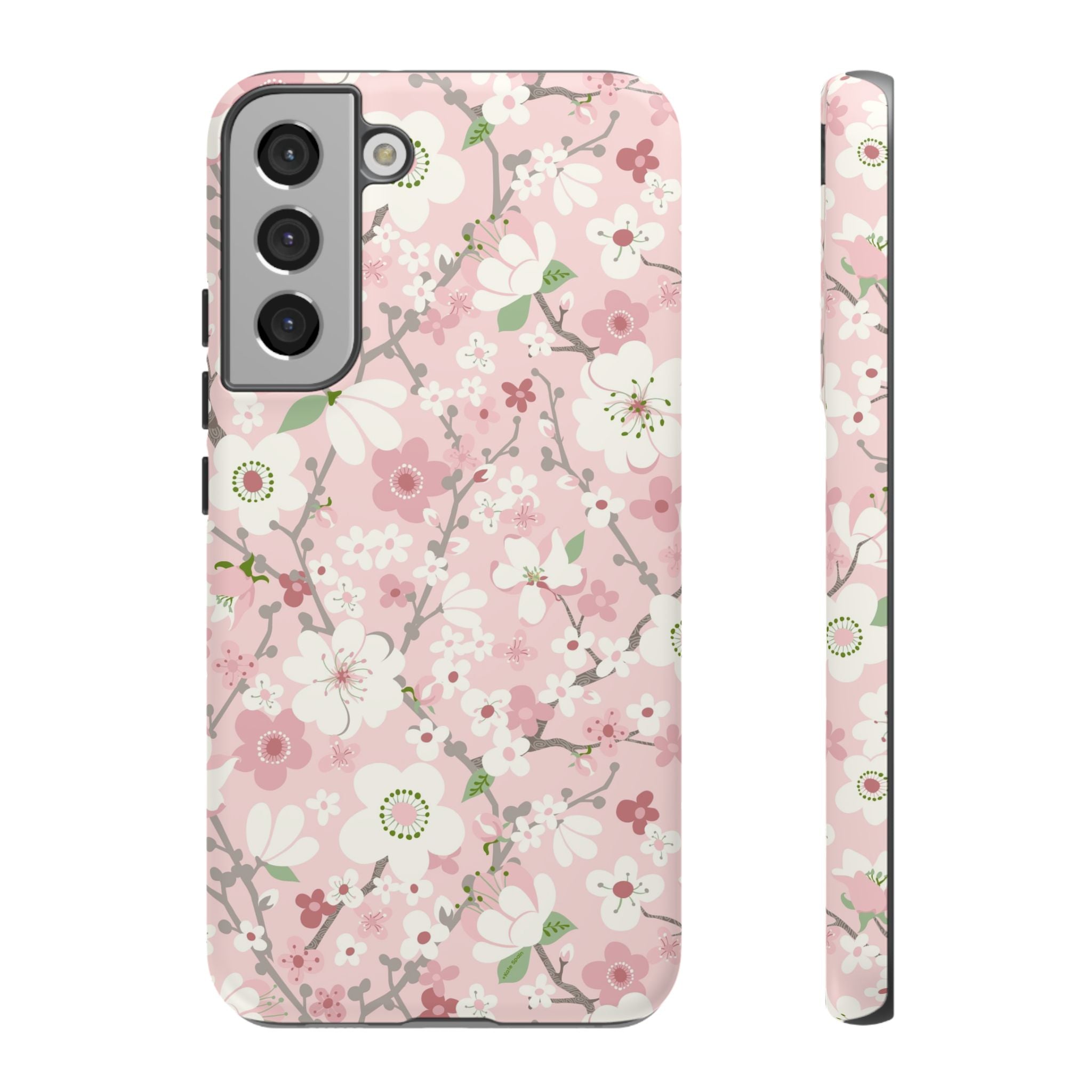Luxury Pink Cherry Blossom Samsung Galaxy S22 Plus Case – Matte | pink, white, cherry blossom floral print
