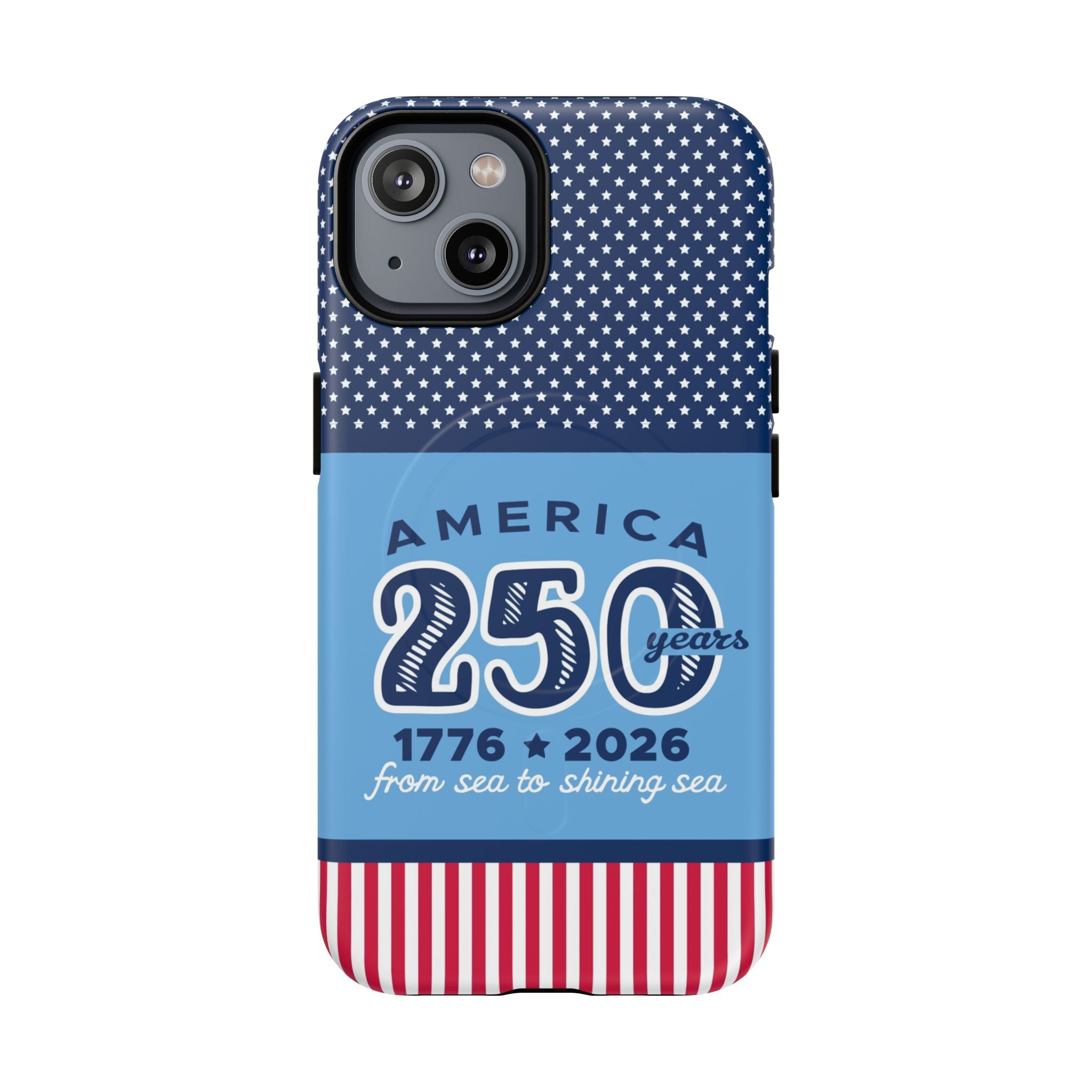 Sea to Shining Sea MagSafe iPhone 14 Case – Matte | navy, sky blue, red, white American stars & stripes 250th anniversary print