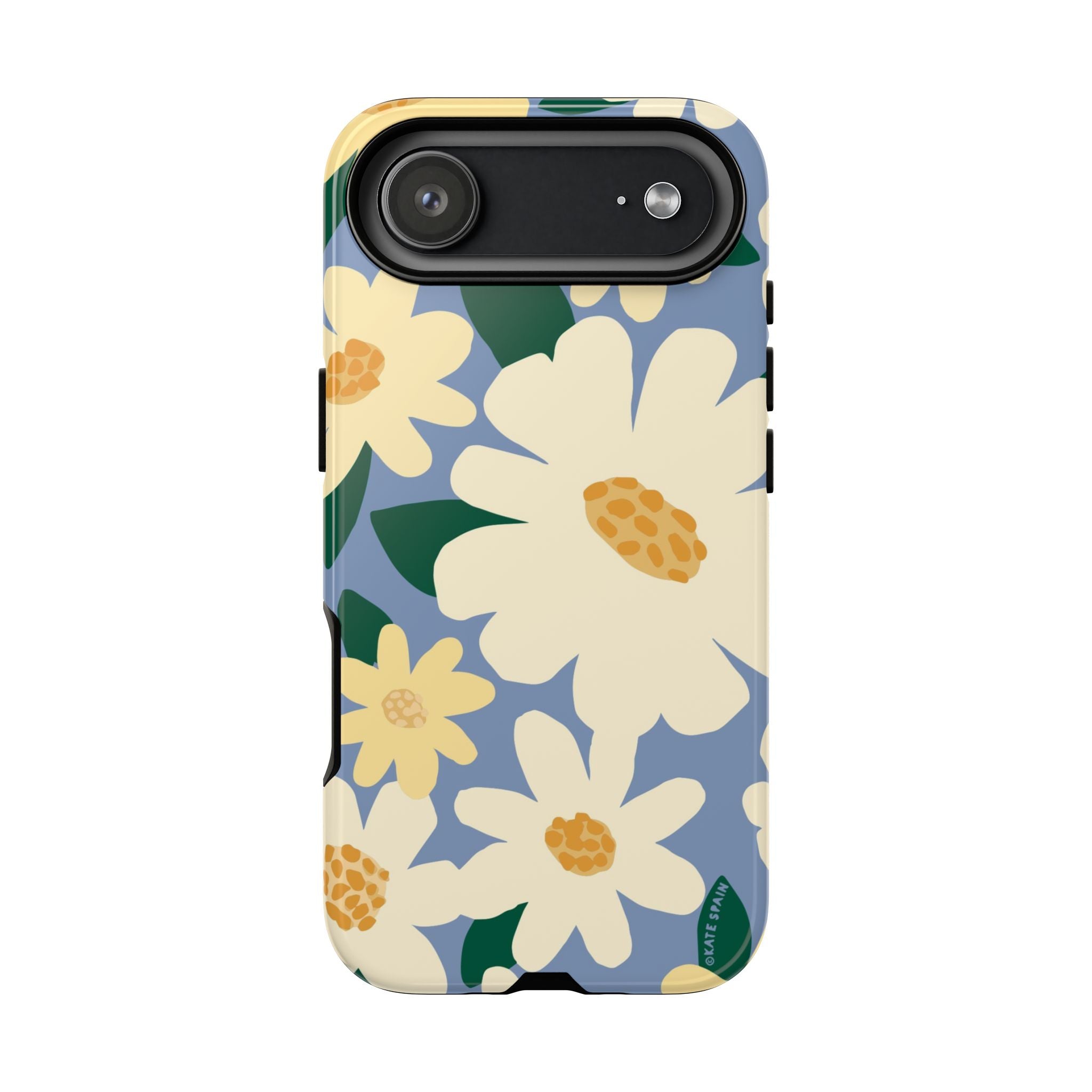 Chamomile Tough iPhone 17 Air Case – Glossy | periwinkle, cream, yellow botanical daisy floral print