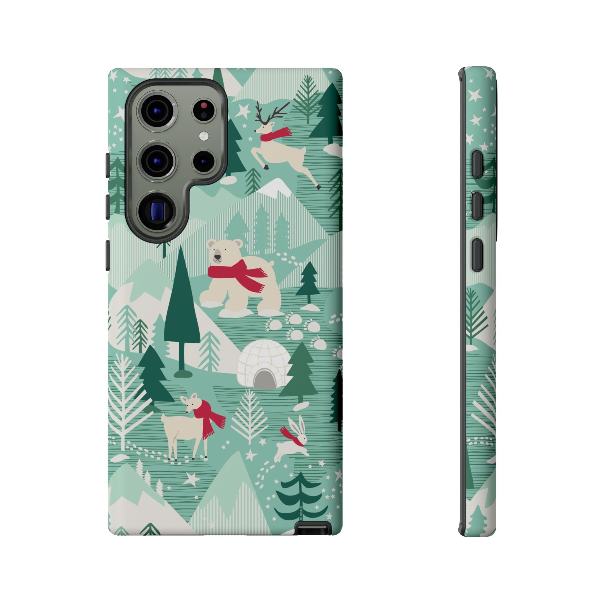 Arctica Winter Samsung Galaxy S23 Ultra Case – Matte | aqua, evergreen, white, animal frolic winter wonderland print