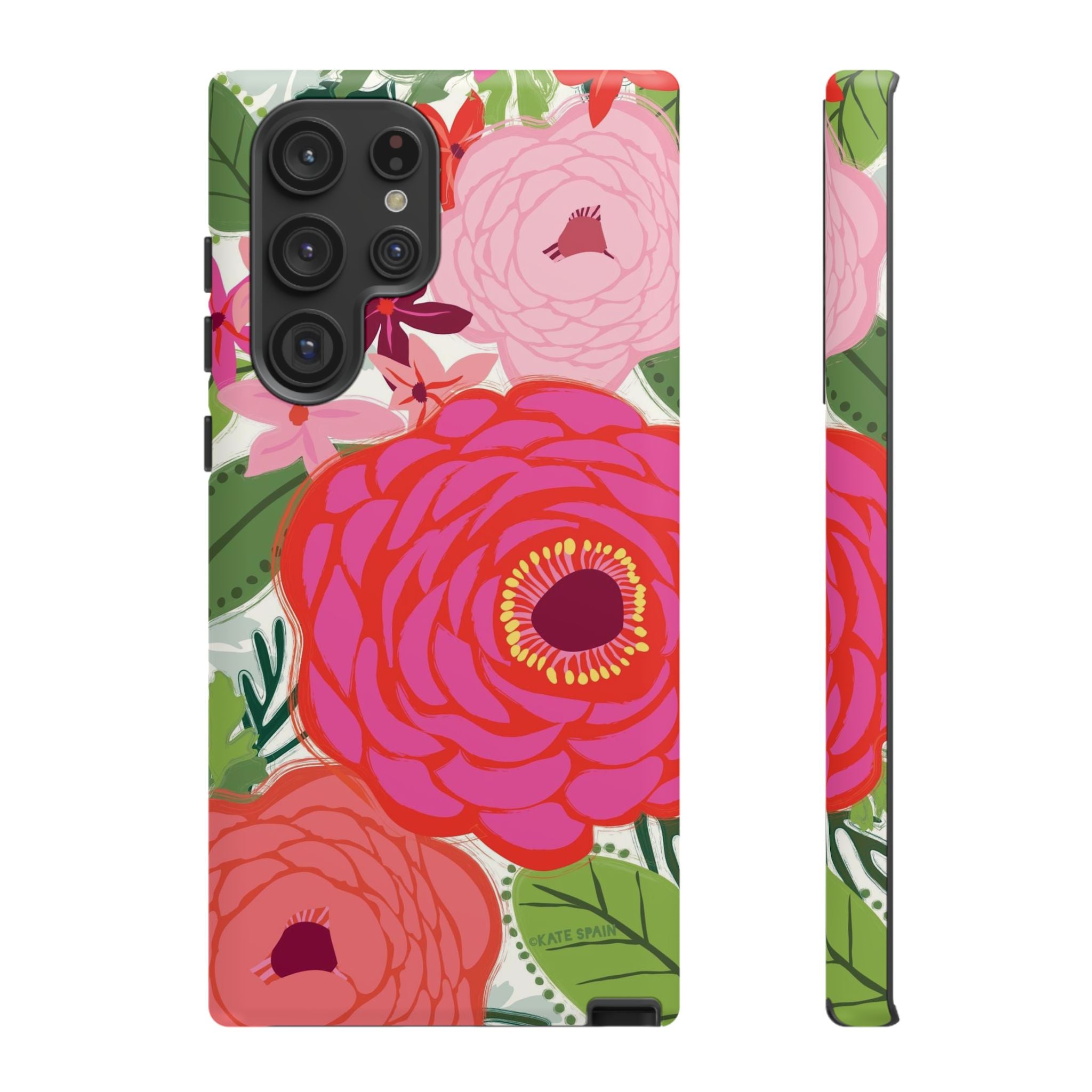 Bloomerie Samsung Tough Phone Case Samsung Galaxy S22 Ultra Case – Matte | cream, magenta, coral botanical peony floral print