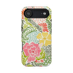 Tropica MagSafe iPhone 17 Air Case – Glossy | cream, pink, yellow, blue botanical floral print MagSafe compatible, dual-layer protection