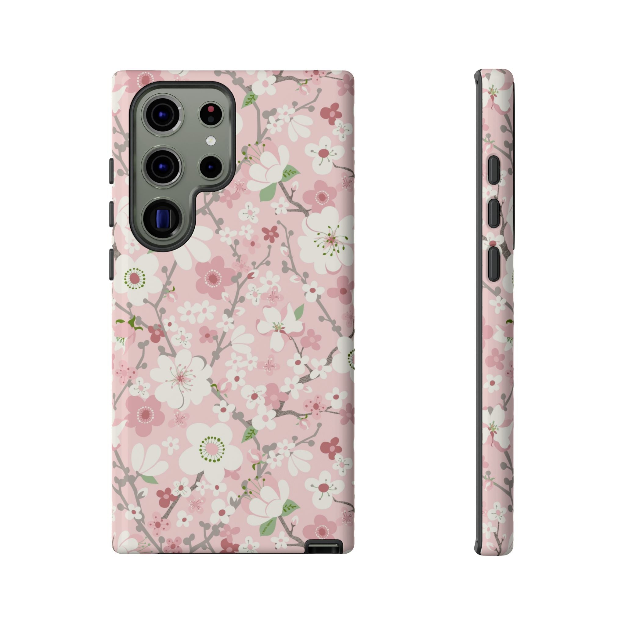 Luxury Pink Cherry Blossom Samsung Galaxy S23 Ultra Case – Glossy | pink, white, cherry blossom floral print