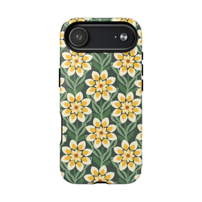 Modern Dahlia MagSafe iPhone Case - Yellow Green Allover Pattern