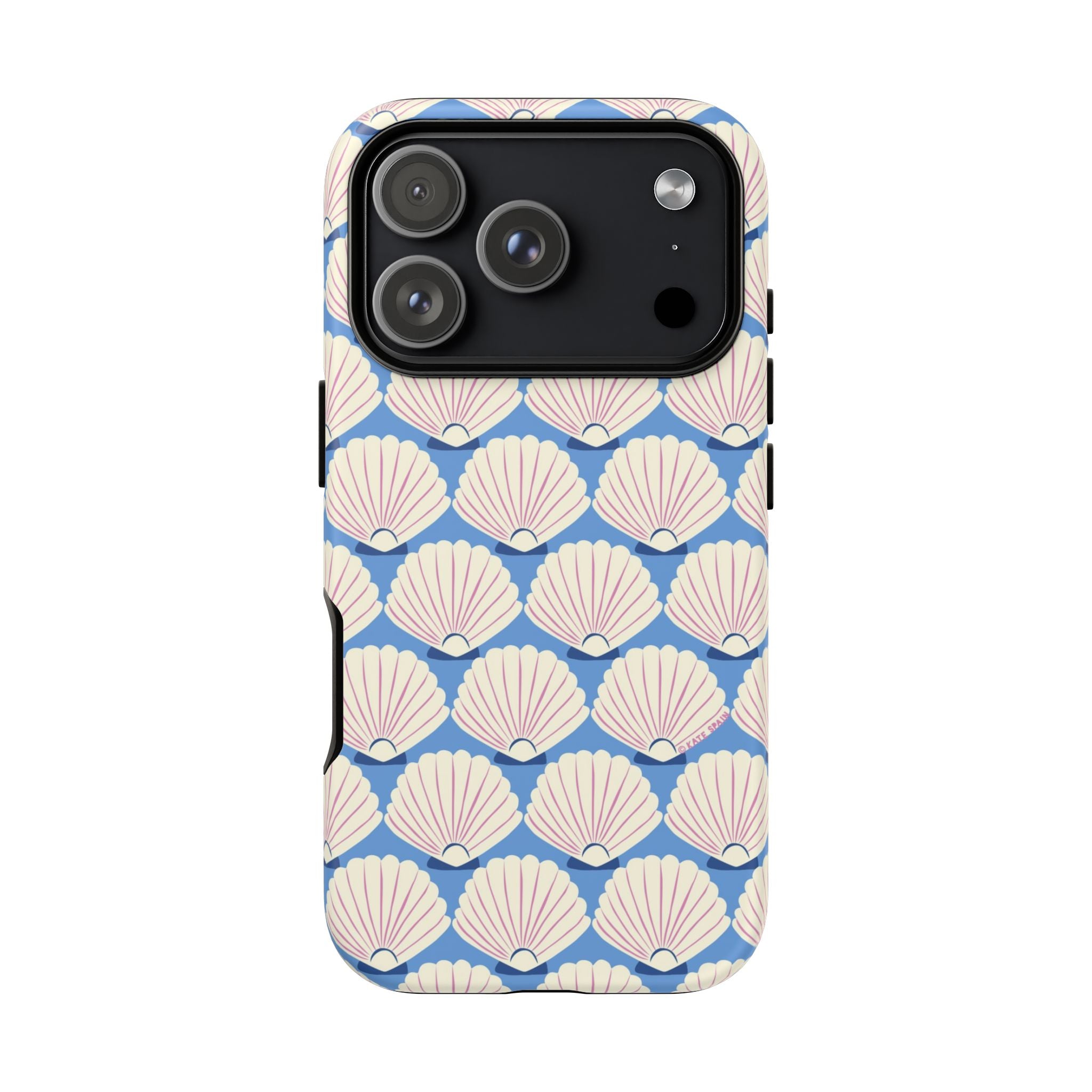 Seashells Tough iPhone 17 Pro Case – Matte | periwinkle, cream, blush scallop shell print