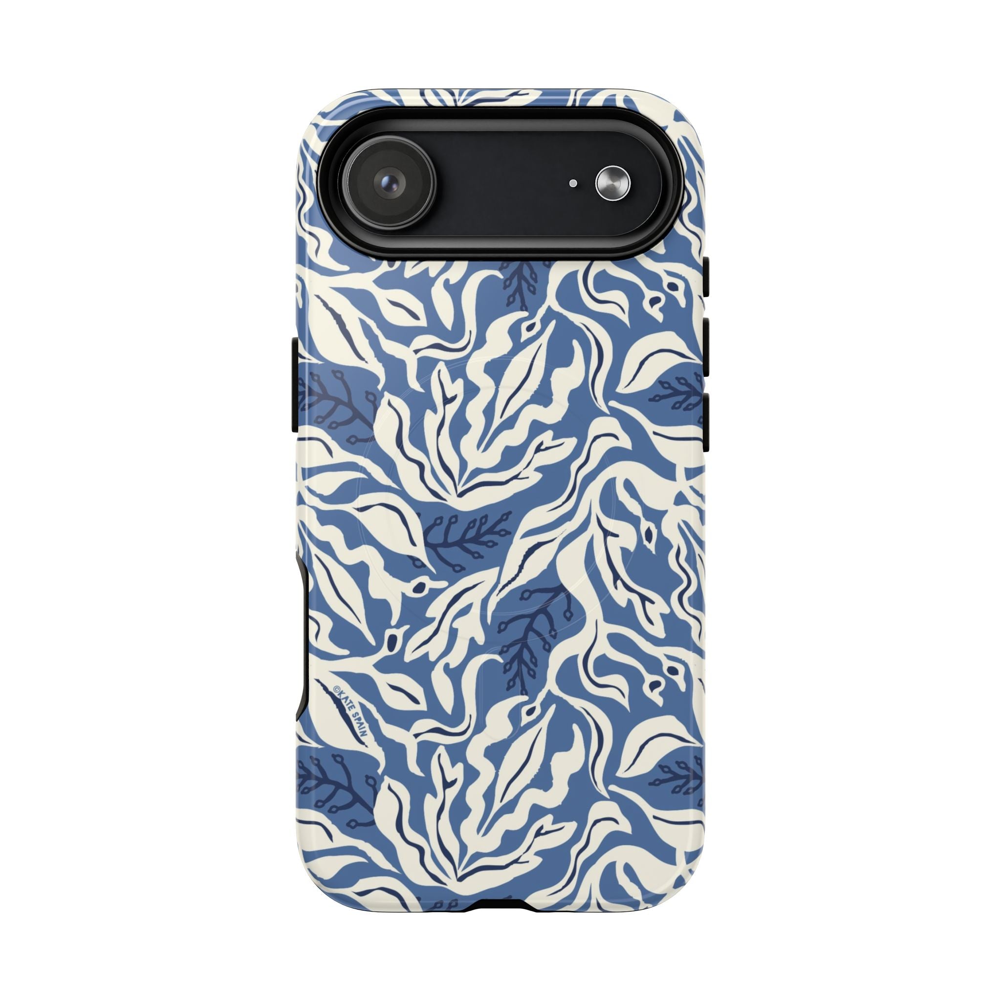 Ocean Tides MagSafe iPhone 17 Air Case – Glossy | blue and white tidal bed ocean print