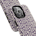 Lily Plum MagSafe iPhone 17 Case – Glossy | dual-layer construction detail showing case and inner lining with camera cutout and buttons — botanical MagSafe case by Kate Spain