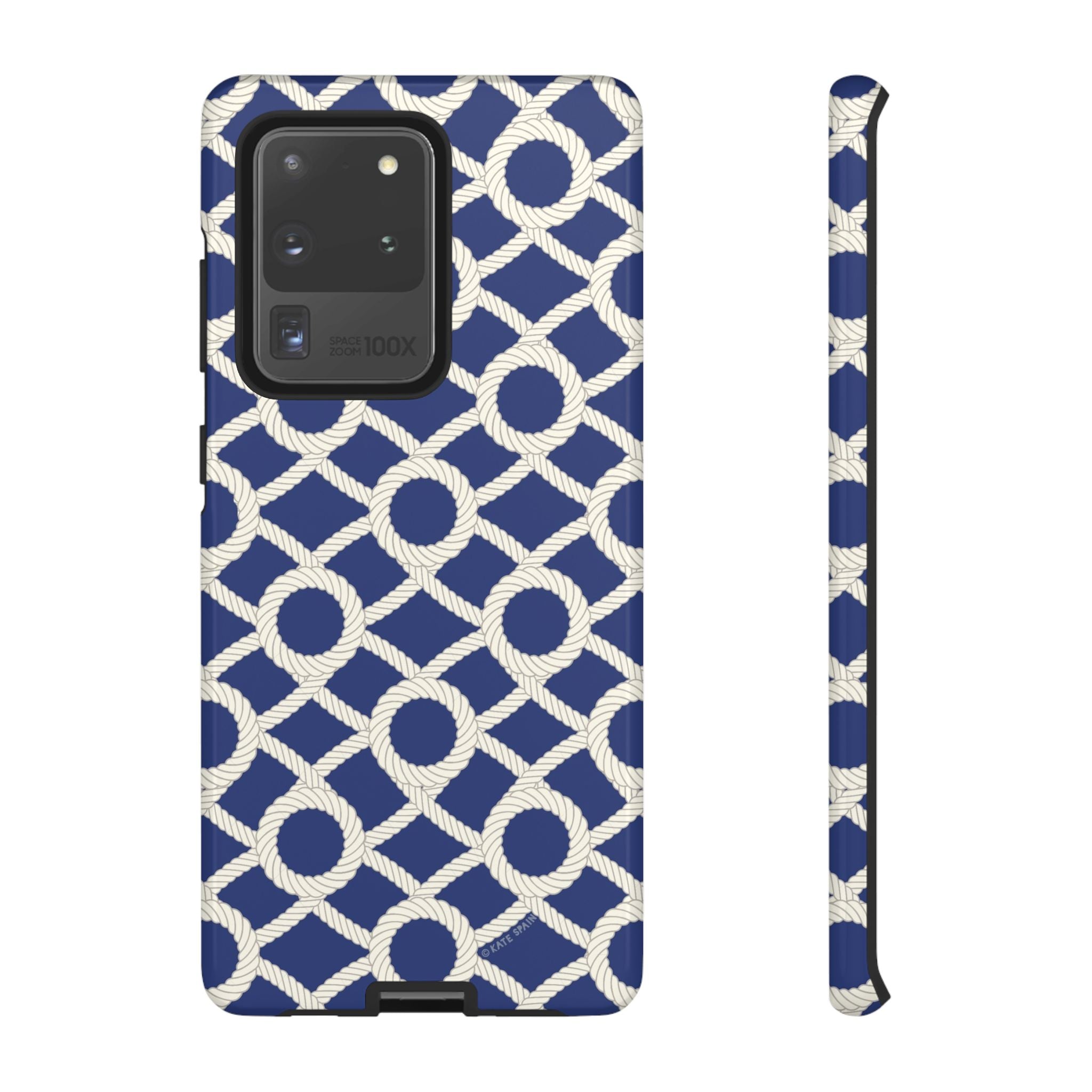 Luxury Sailor's Knot Samsung Galaxy S20 Ultra Case – Glossy | navy, cream nautical rope knot lattice print