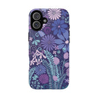 Terrain Night MagSafe iPhone 16 Plus Case – Matte | navy, purple, aqua botanical woodland floral print