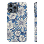Jardin Tough iPhone 13 Pro Max Case – Glossy | blue and cream botanical garden print